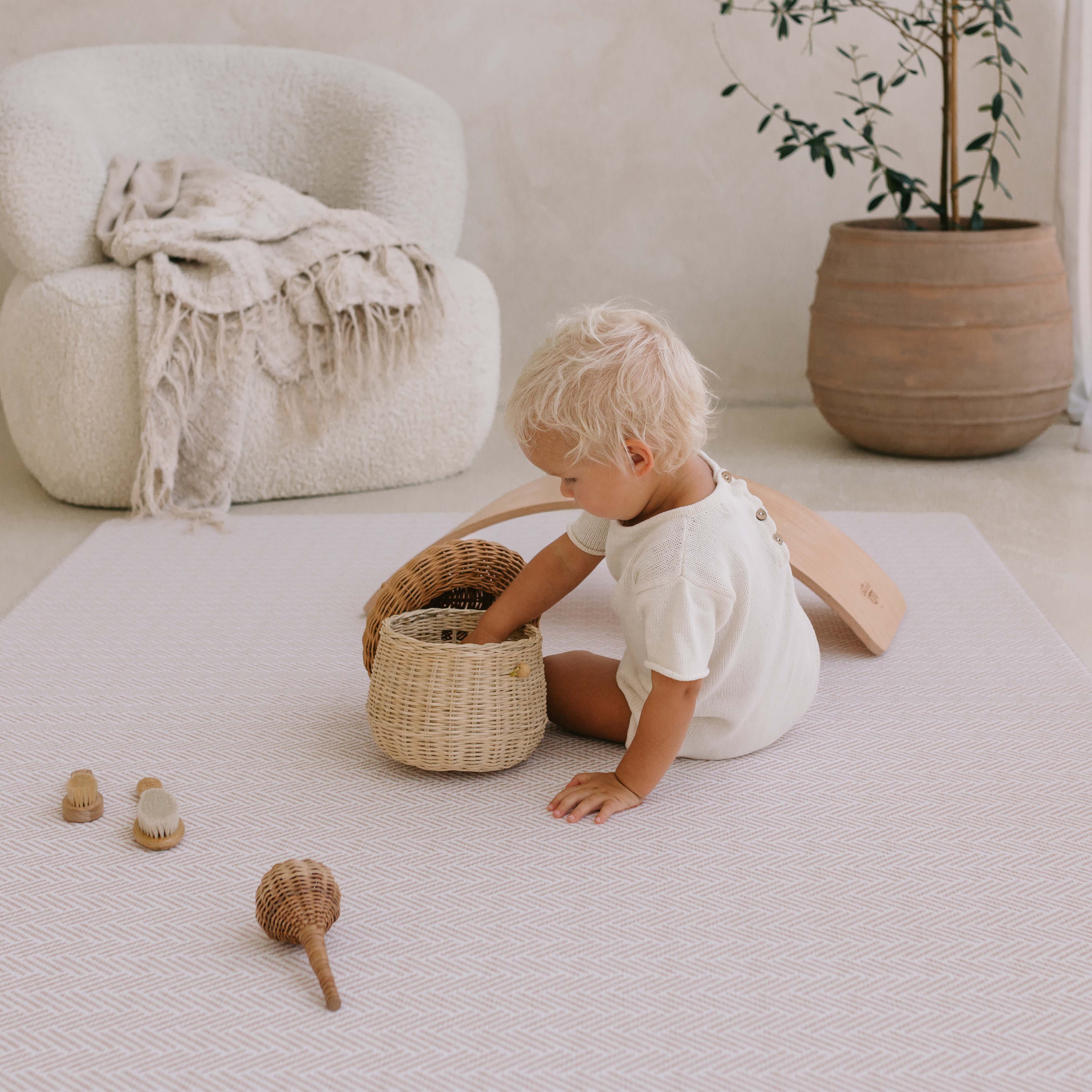 Herringbone / Vintage Jute Play Mat (Large)
