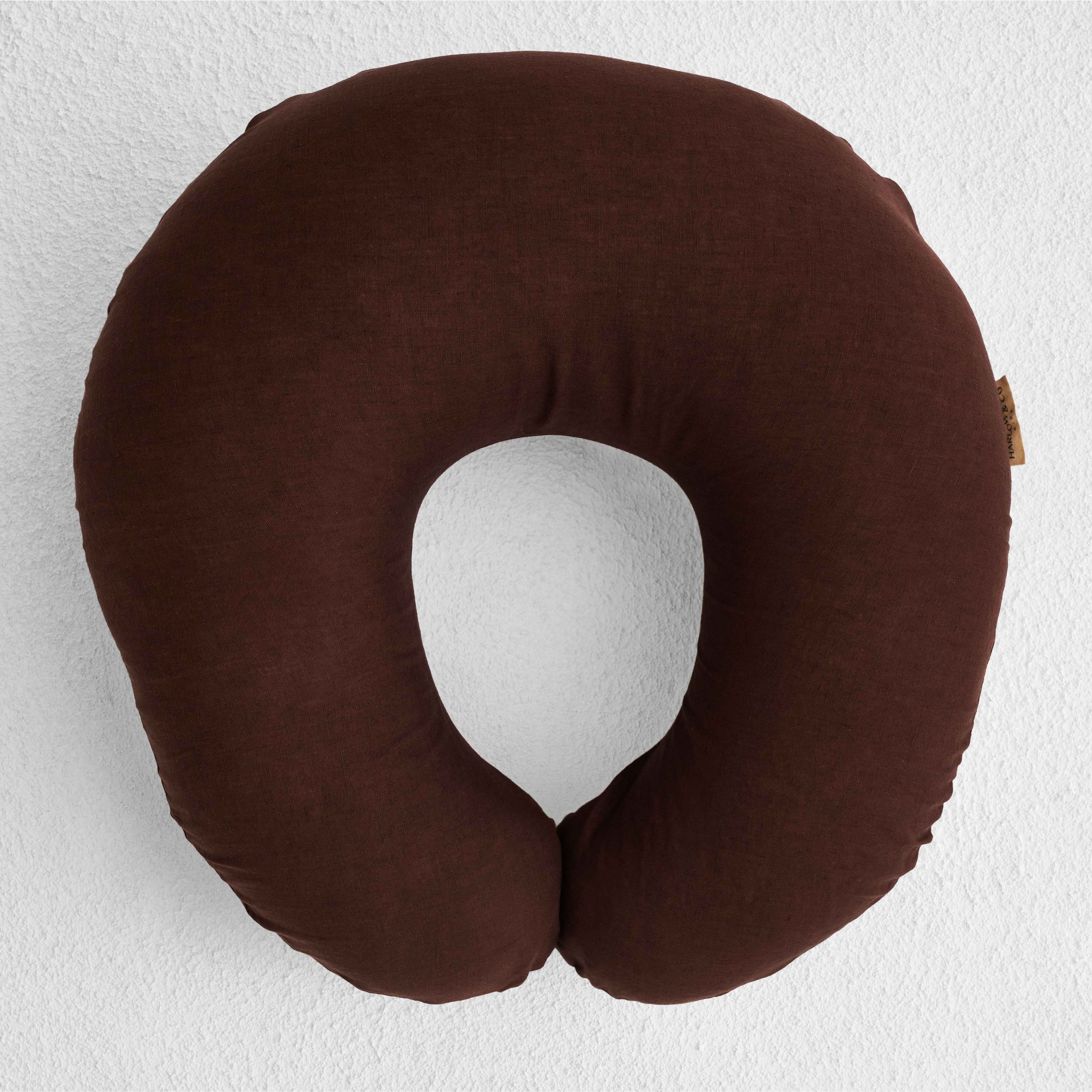 Linen Nursing Pillow Cover - Cocoa