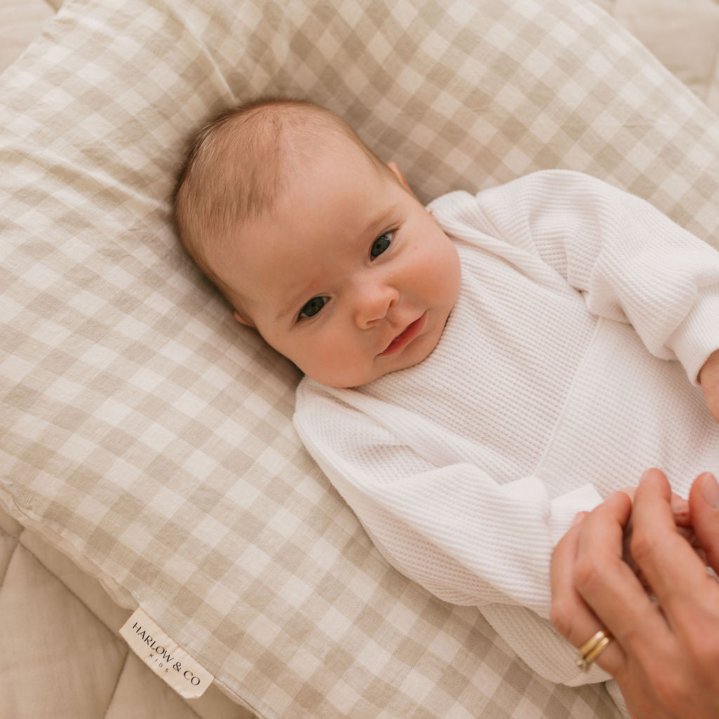 Baby Lounger + Linen Cover - Oat Gingham