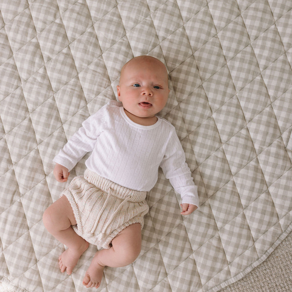 Bundle: Baby Lounger + Linen Play Mat - Oat Gingham