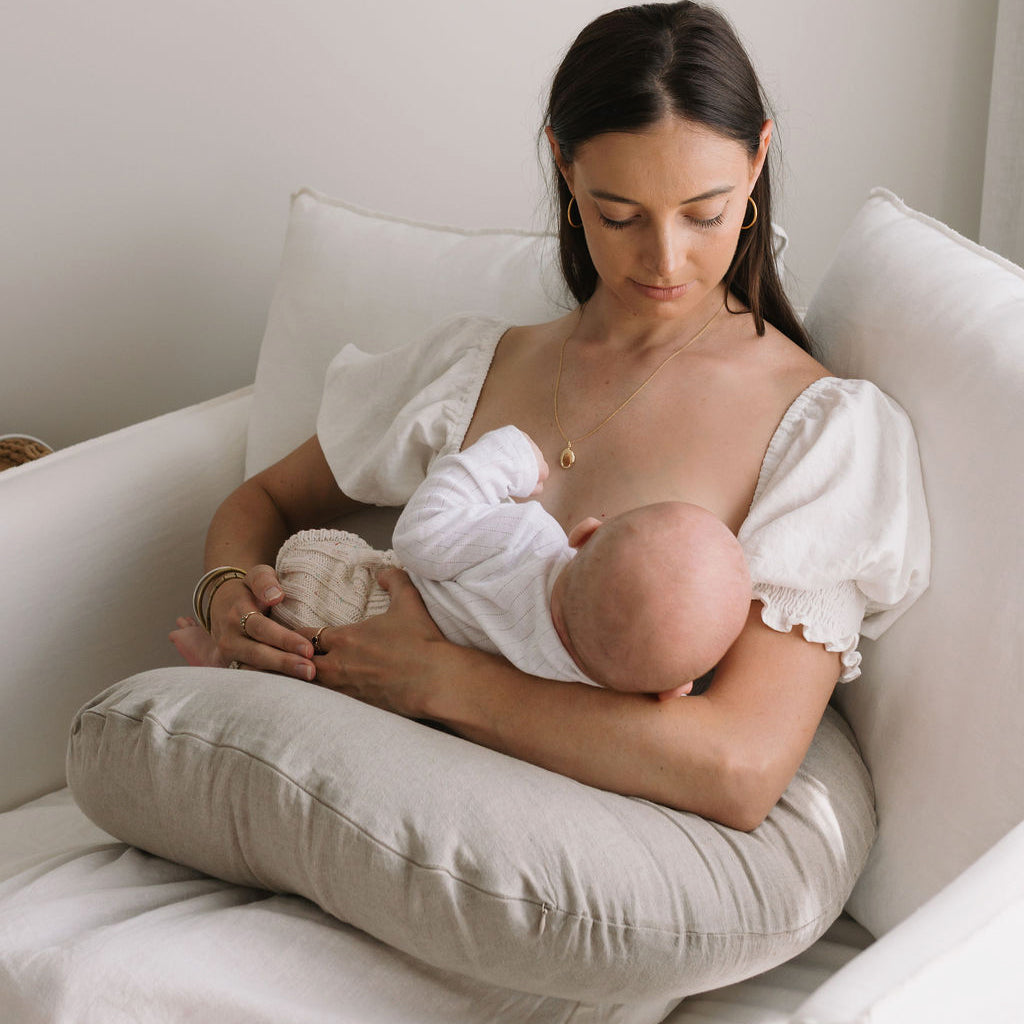Nursing Pillow + Linen Cover - Natural