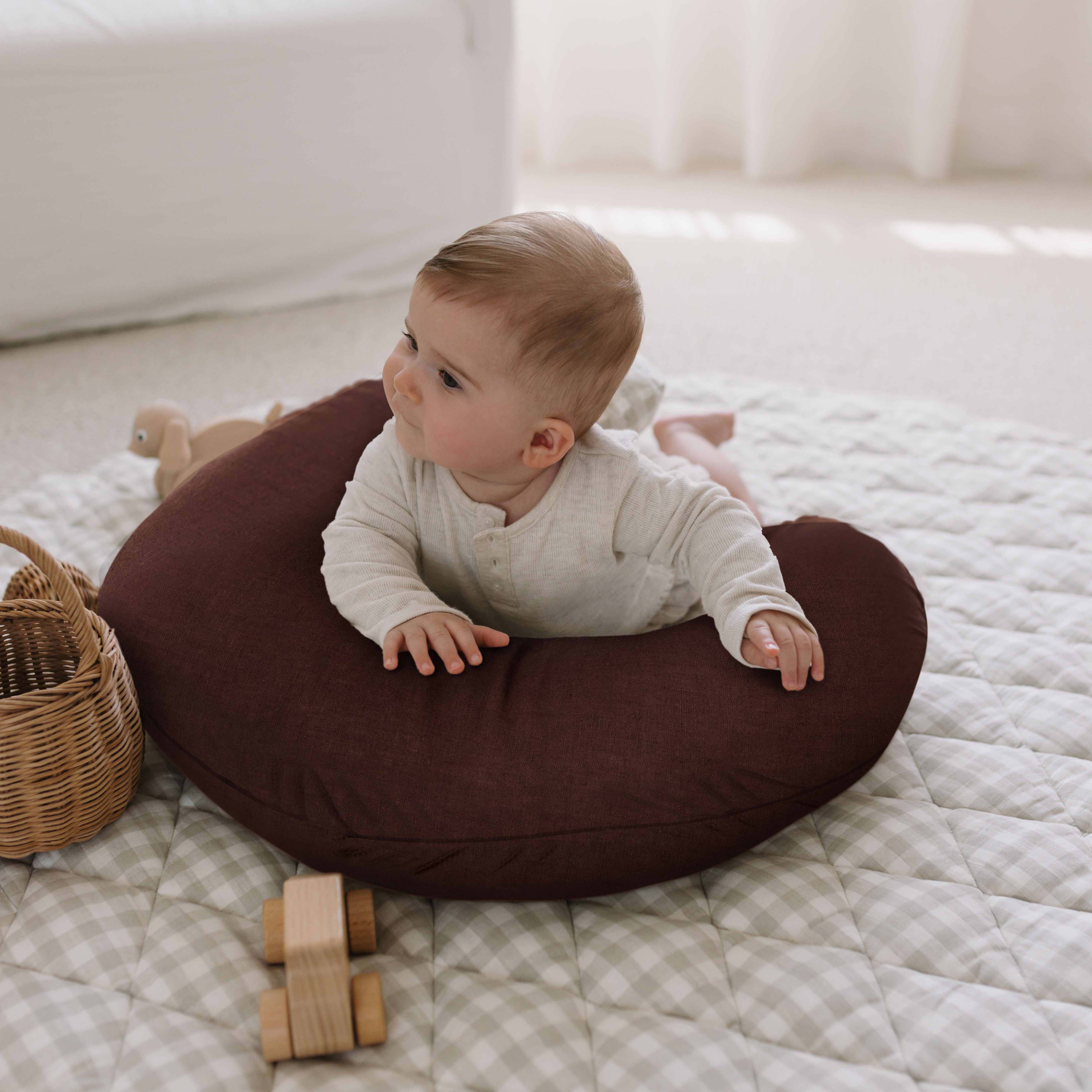 Linen Nursing Pillow Cover - Cocoa