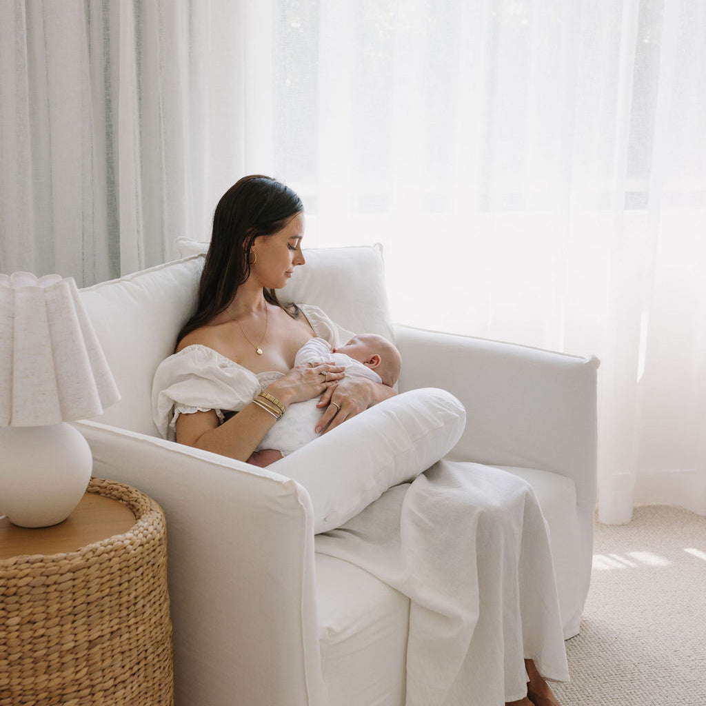 Nursing Pillow + Linen Cover - White