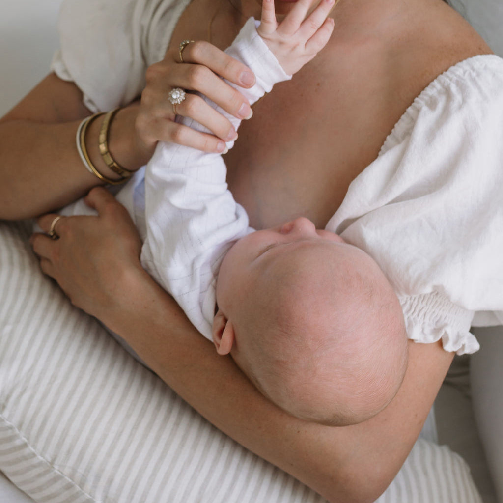 Linen Nursing Pillow Cover - Natural Stripe