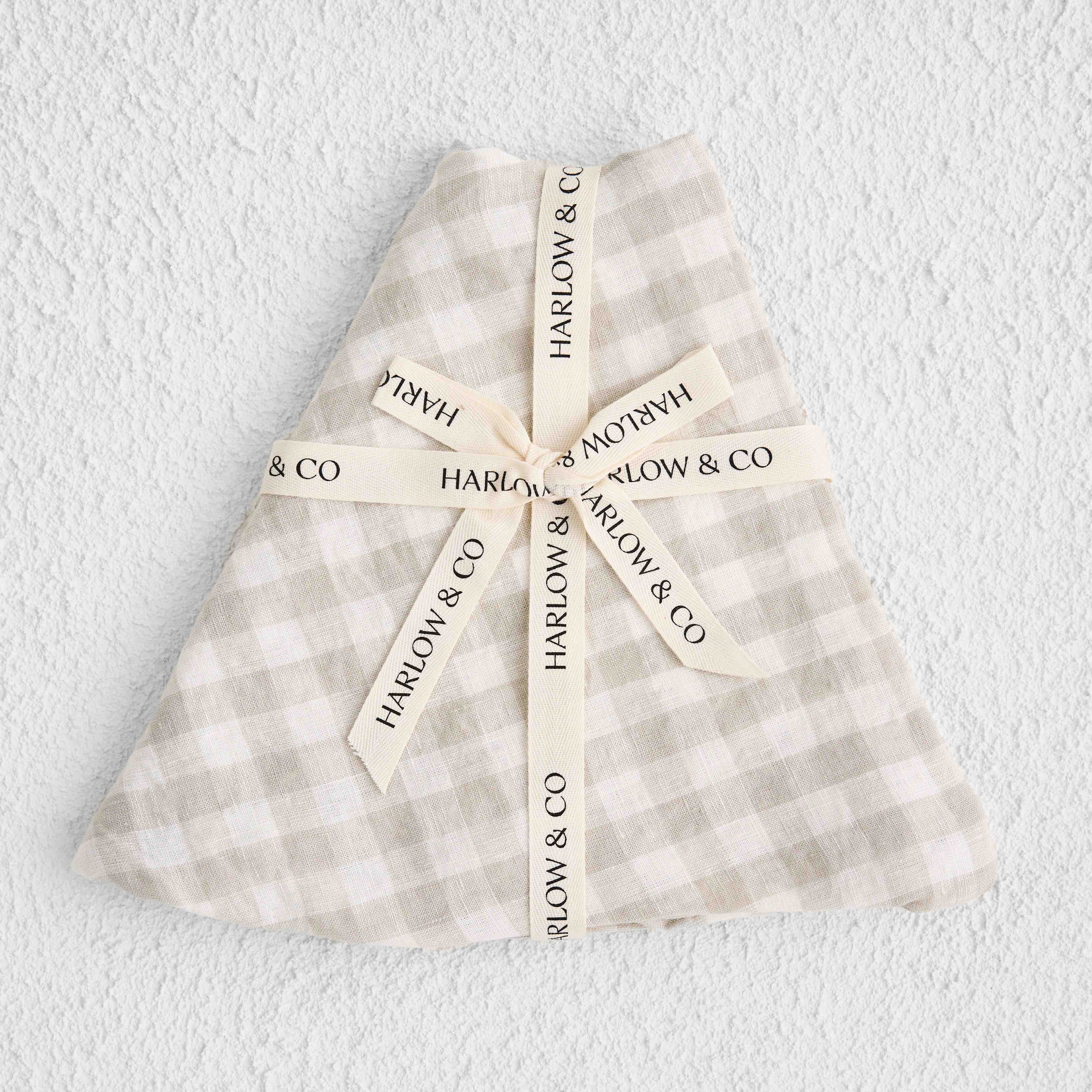Linen Nursing Pillow Cover - Oat Gingham