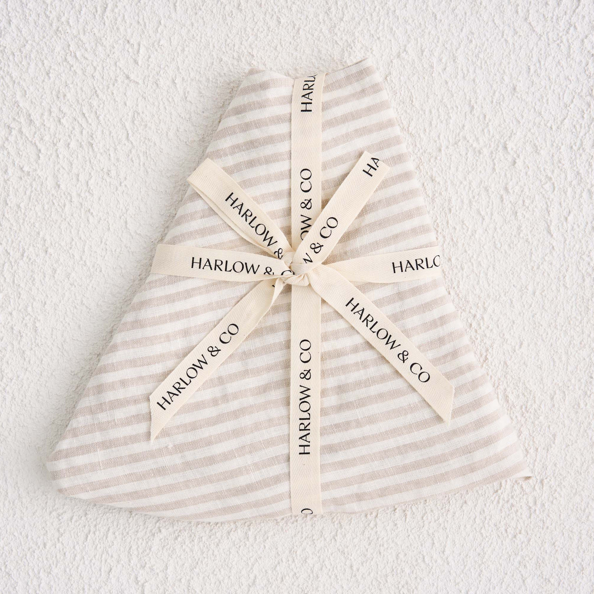 Linen Nursing Pillow Cover - Natural Stripe