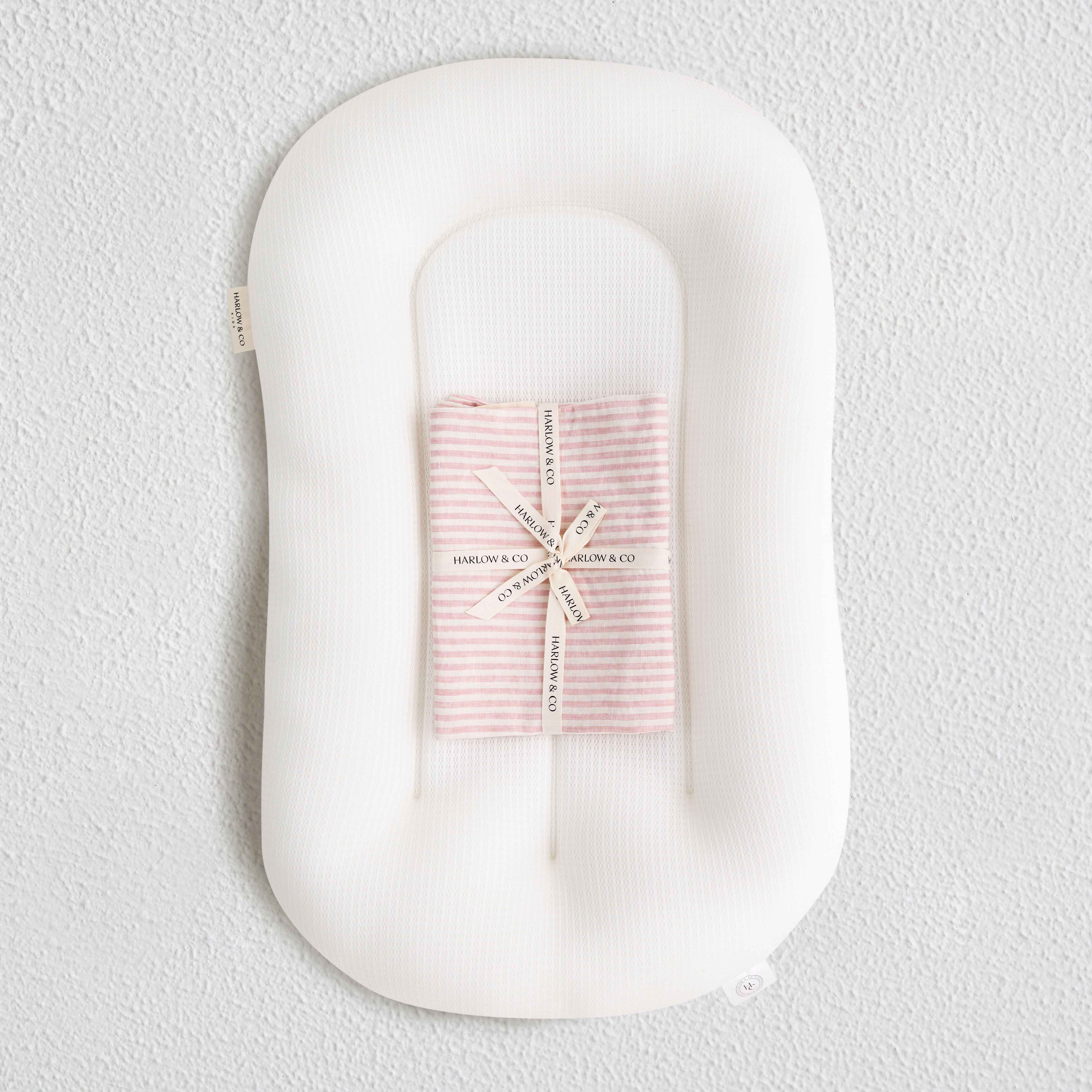 Baby Lounger + Linen Cover - Blush Stripe