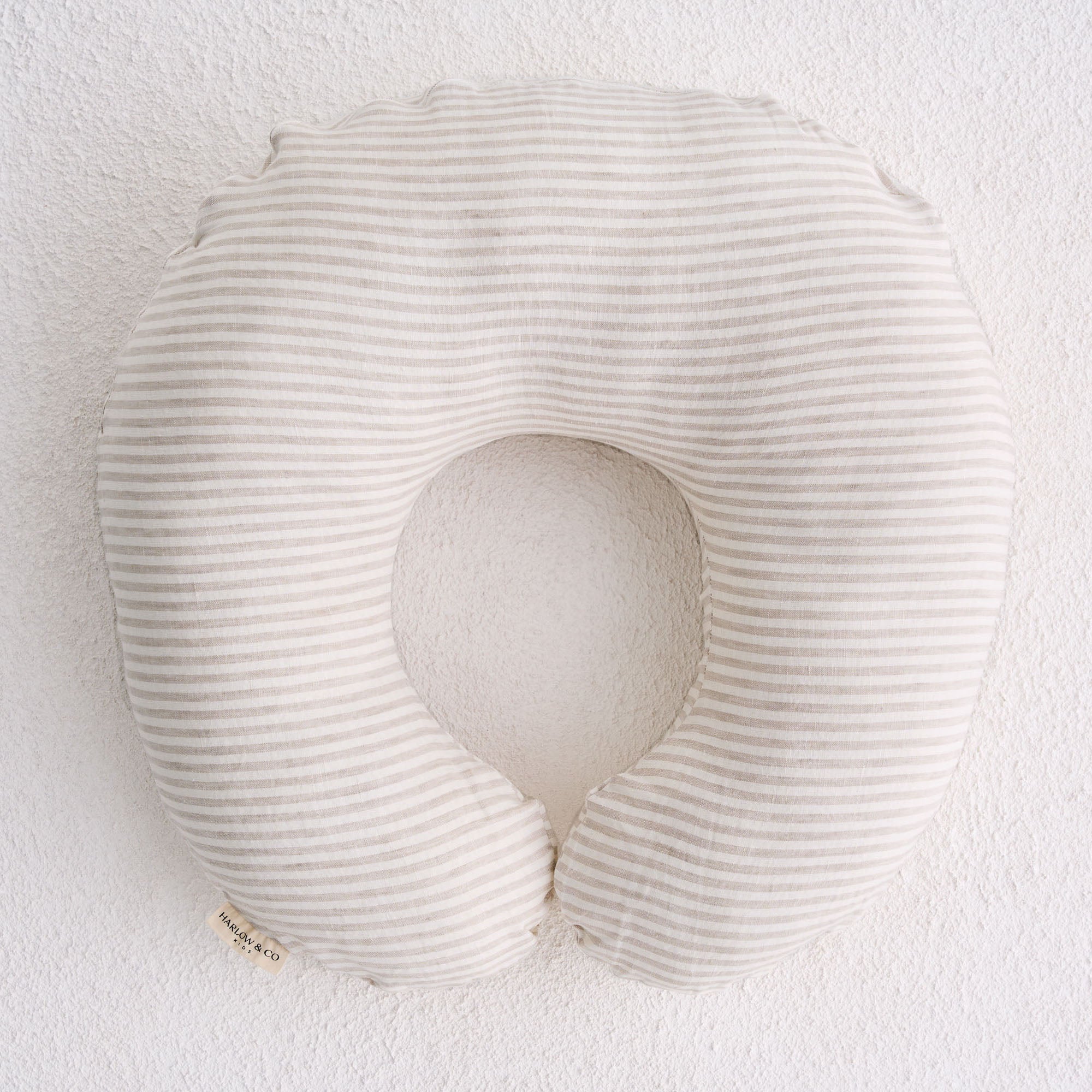 Linen Nursing Pillow Cover - Natural Stripe