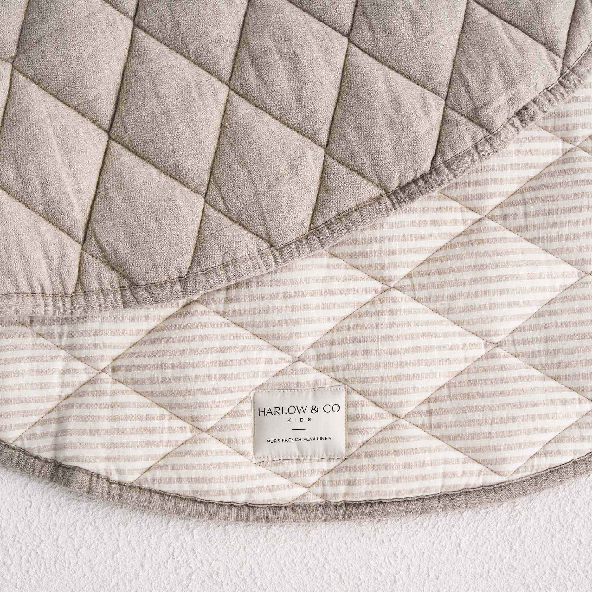 Bundle: Baby Lounger + Linen Play Mat - Natural Stripe