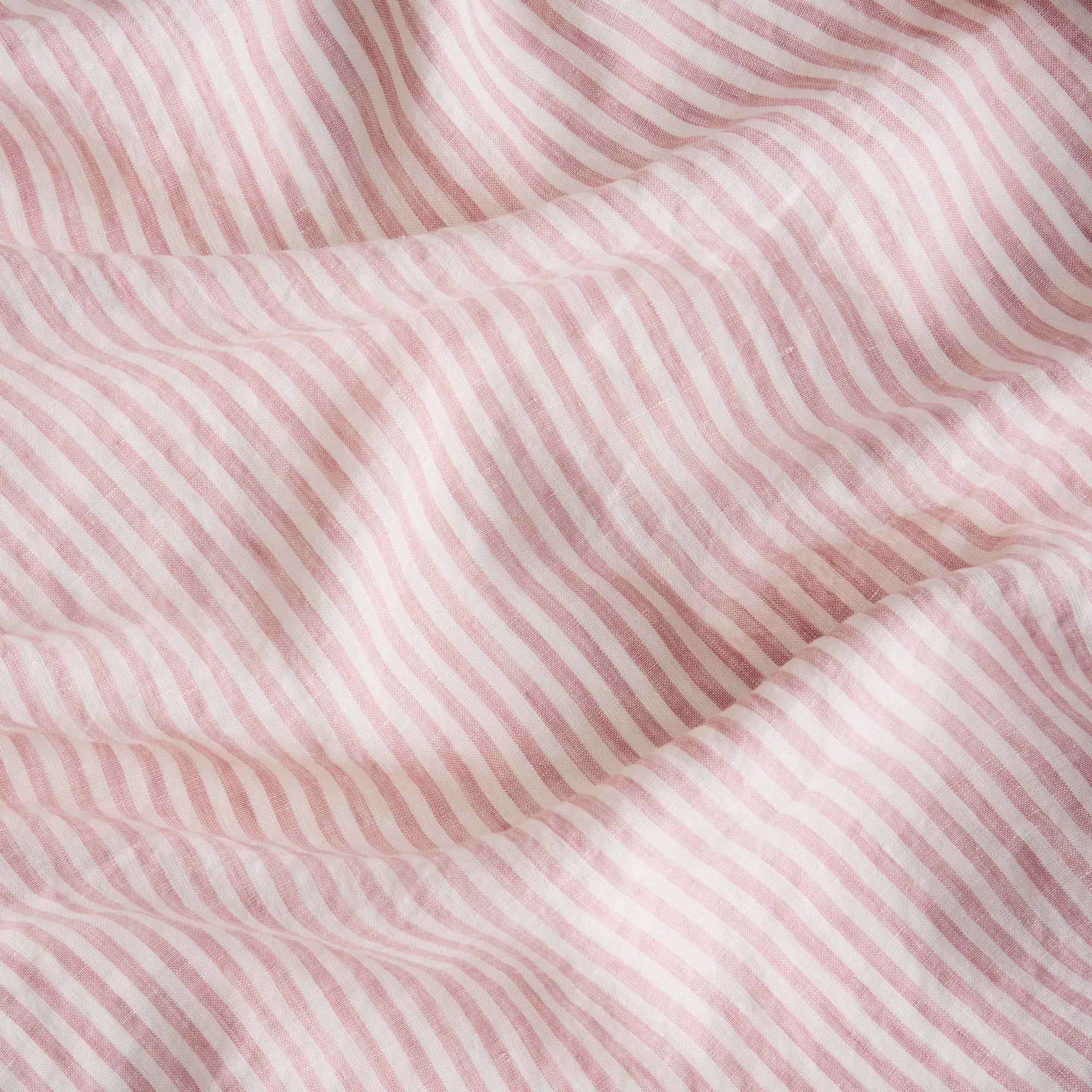 French Linen Cot Sheet - Blush Stripe