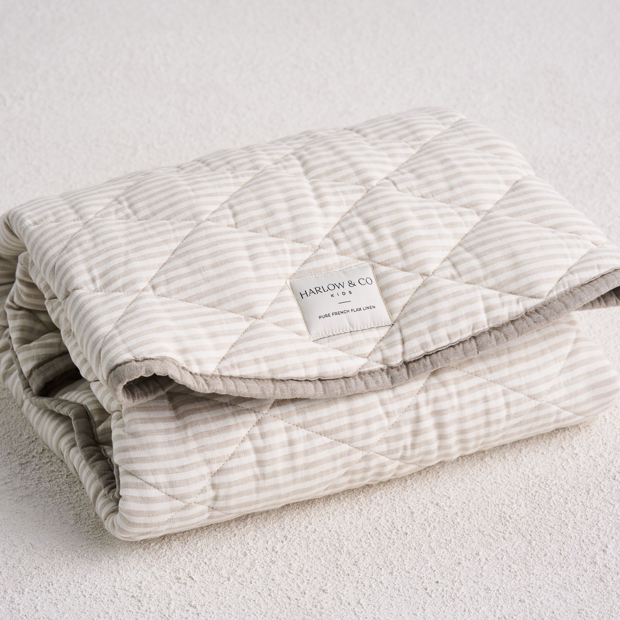 Linen Baby Play Mat - Natural Stripe