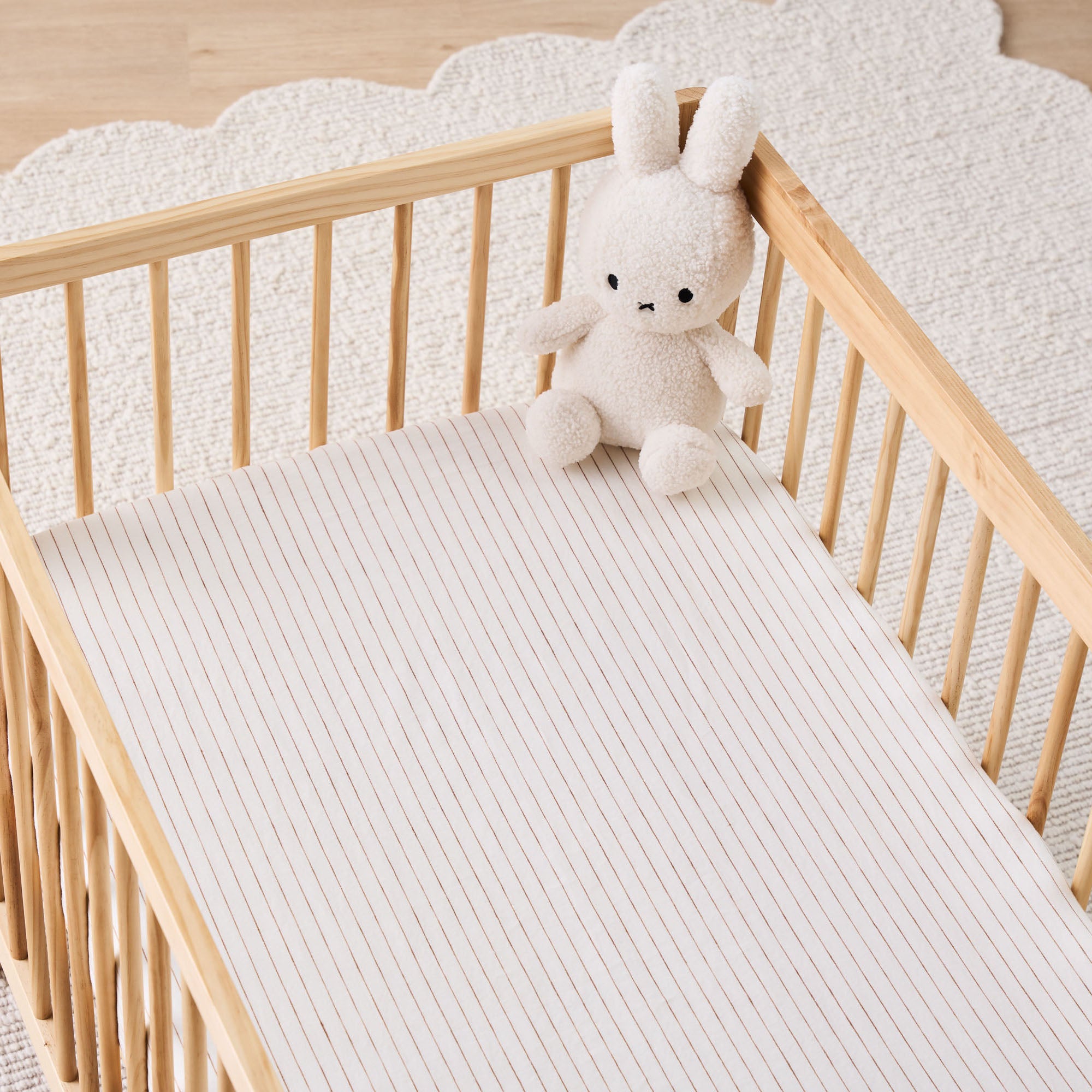 French Linen Cot Sheet - Ginger Stripe