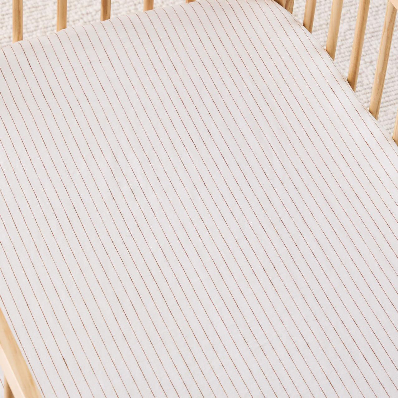 French Linen Cot Sheet - Ginger Stripe