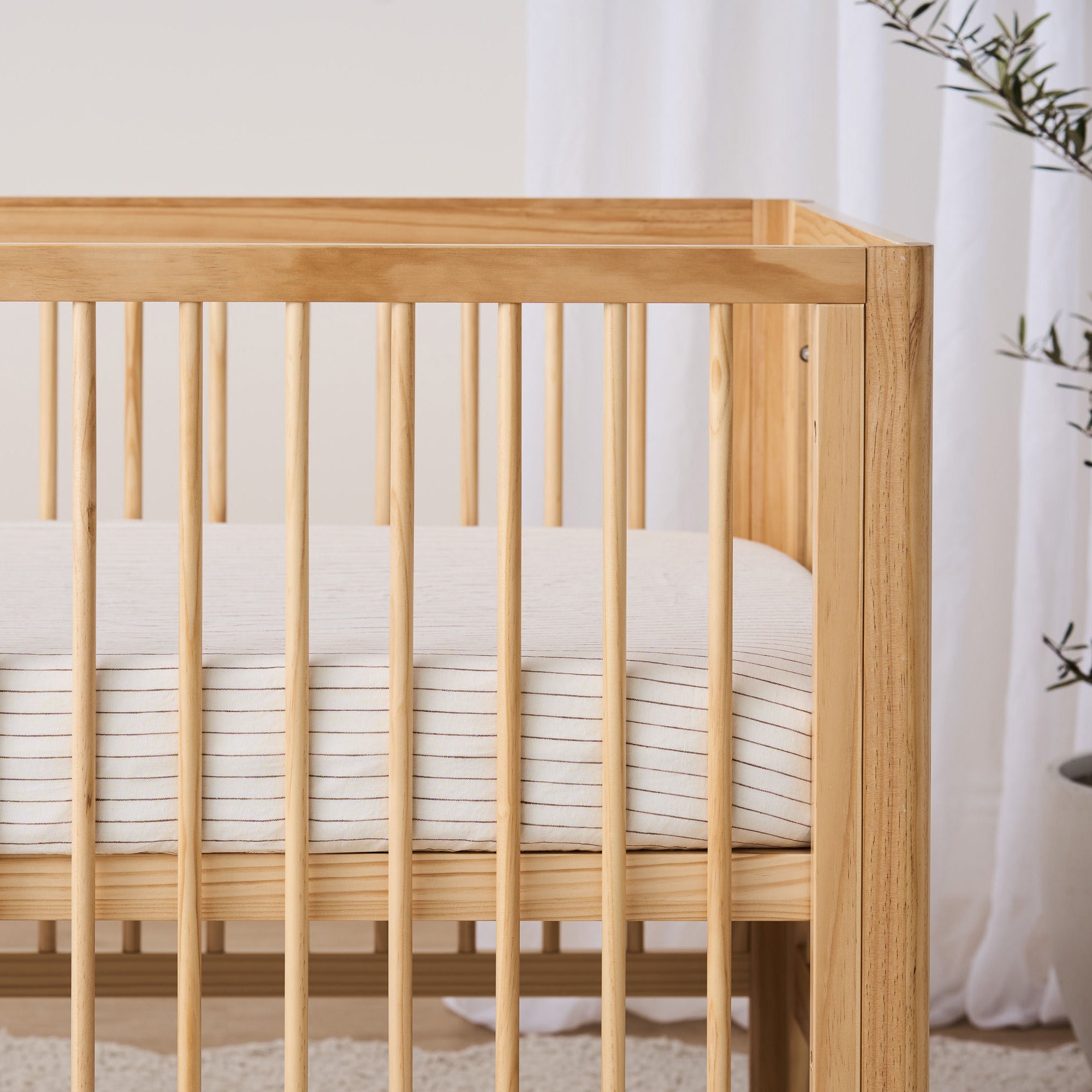French Linen Cot Sheet - Ginger Stripe