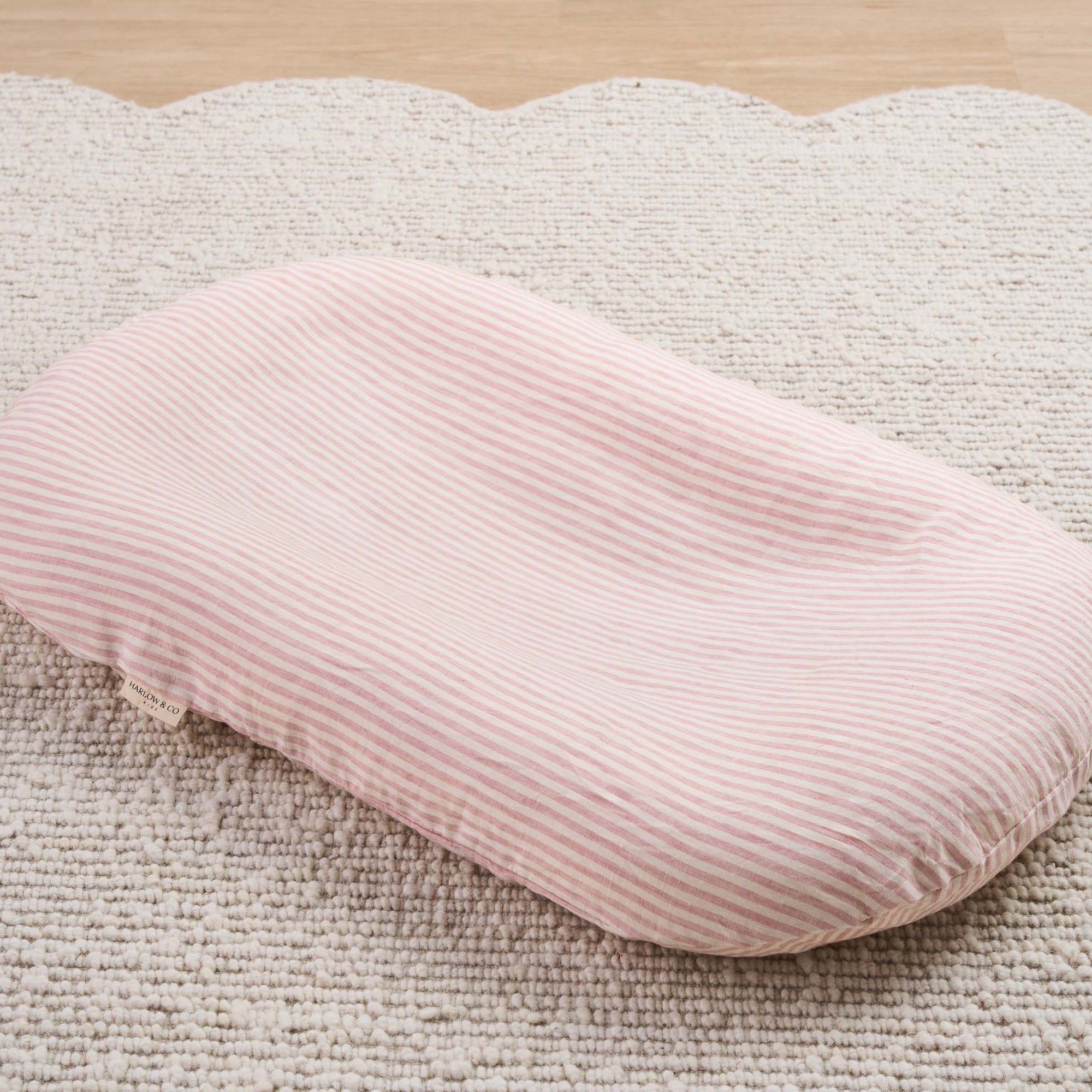 Linen Baby Lounger Cover - Blush Stripe