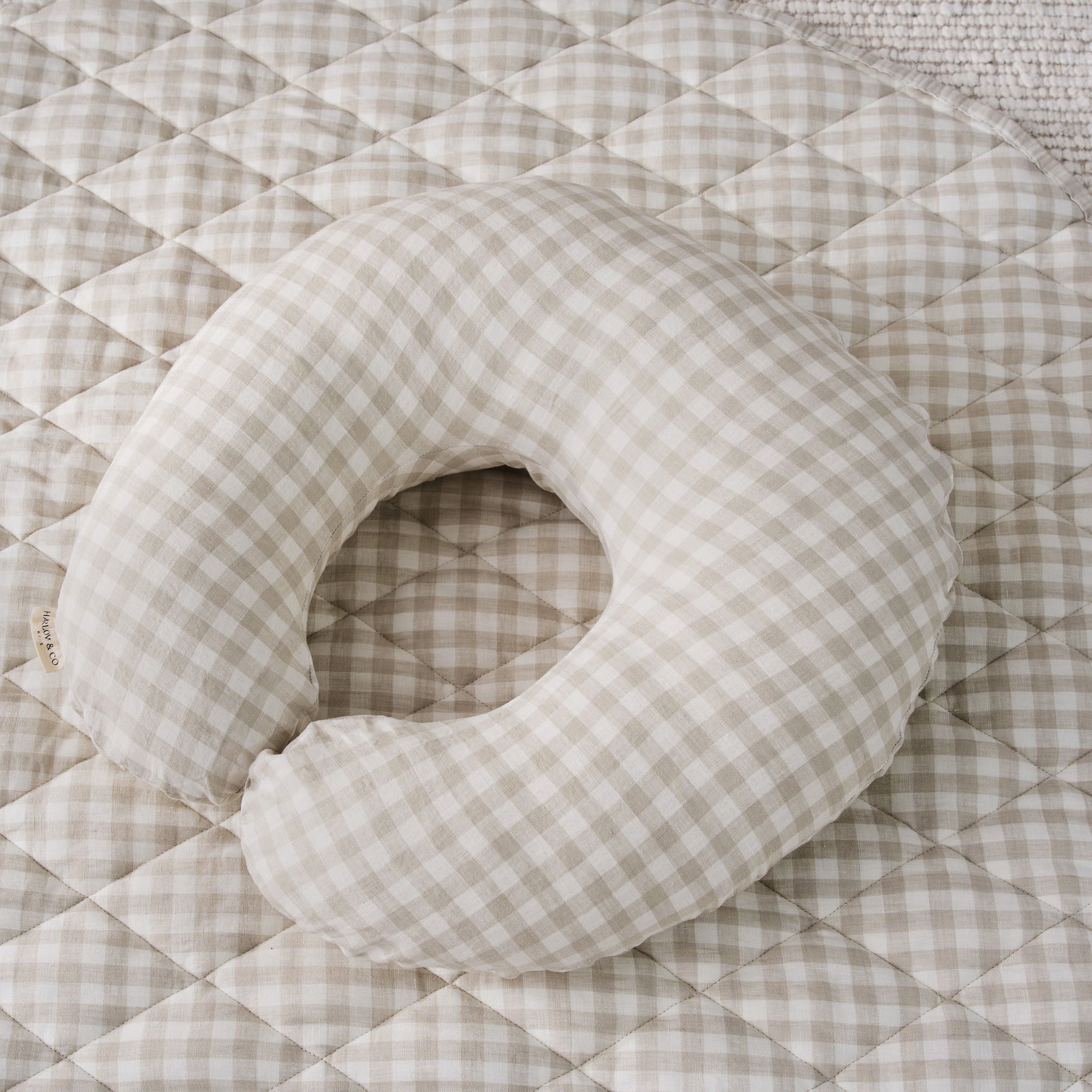 Linen Baby Play Mat - Oat Gingham / Oat