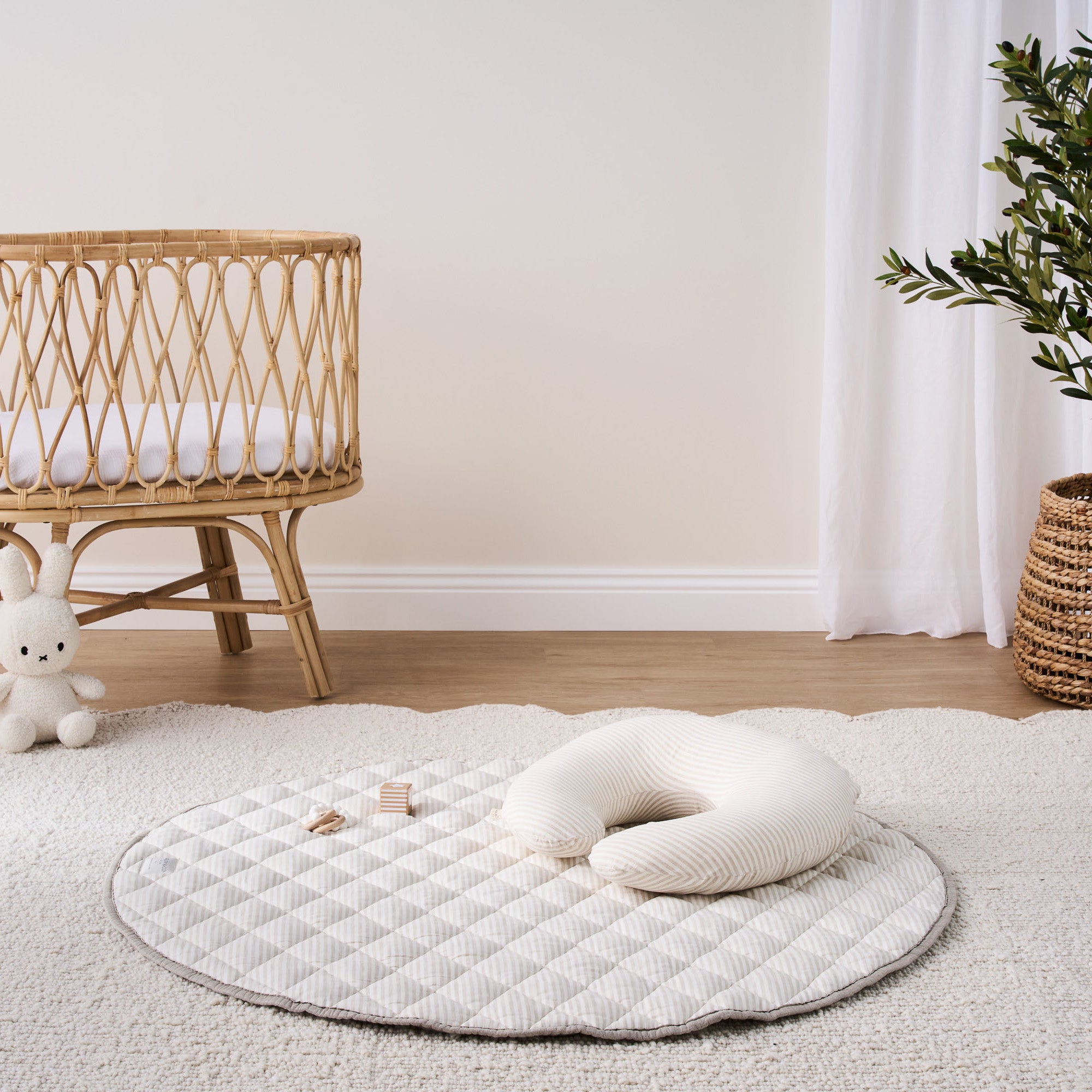 Linen Nursing Pillow Cover - Natural Stripe