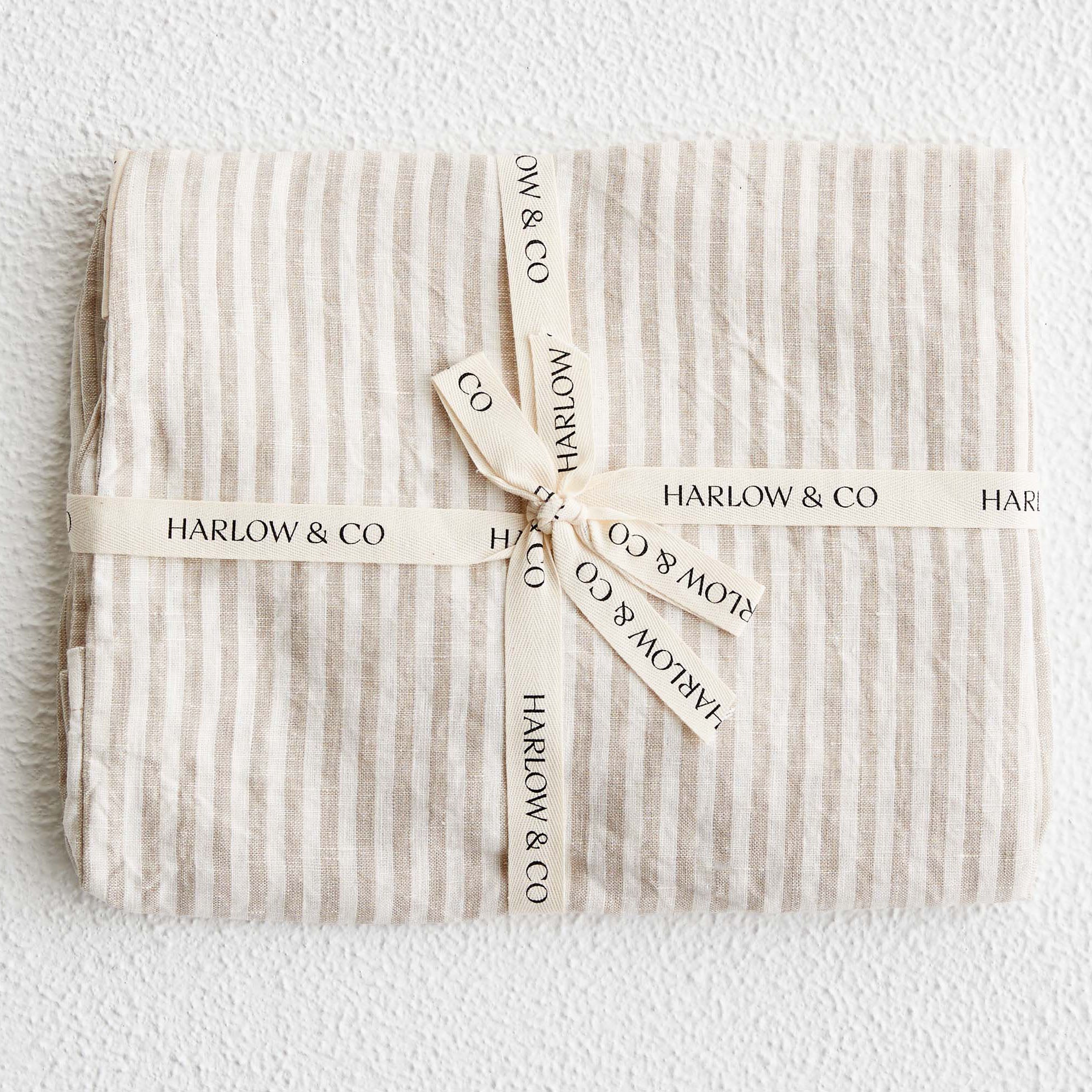 Linen Baby Lounger Cover - Natural Stripe