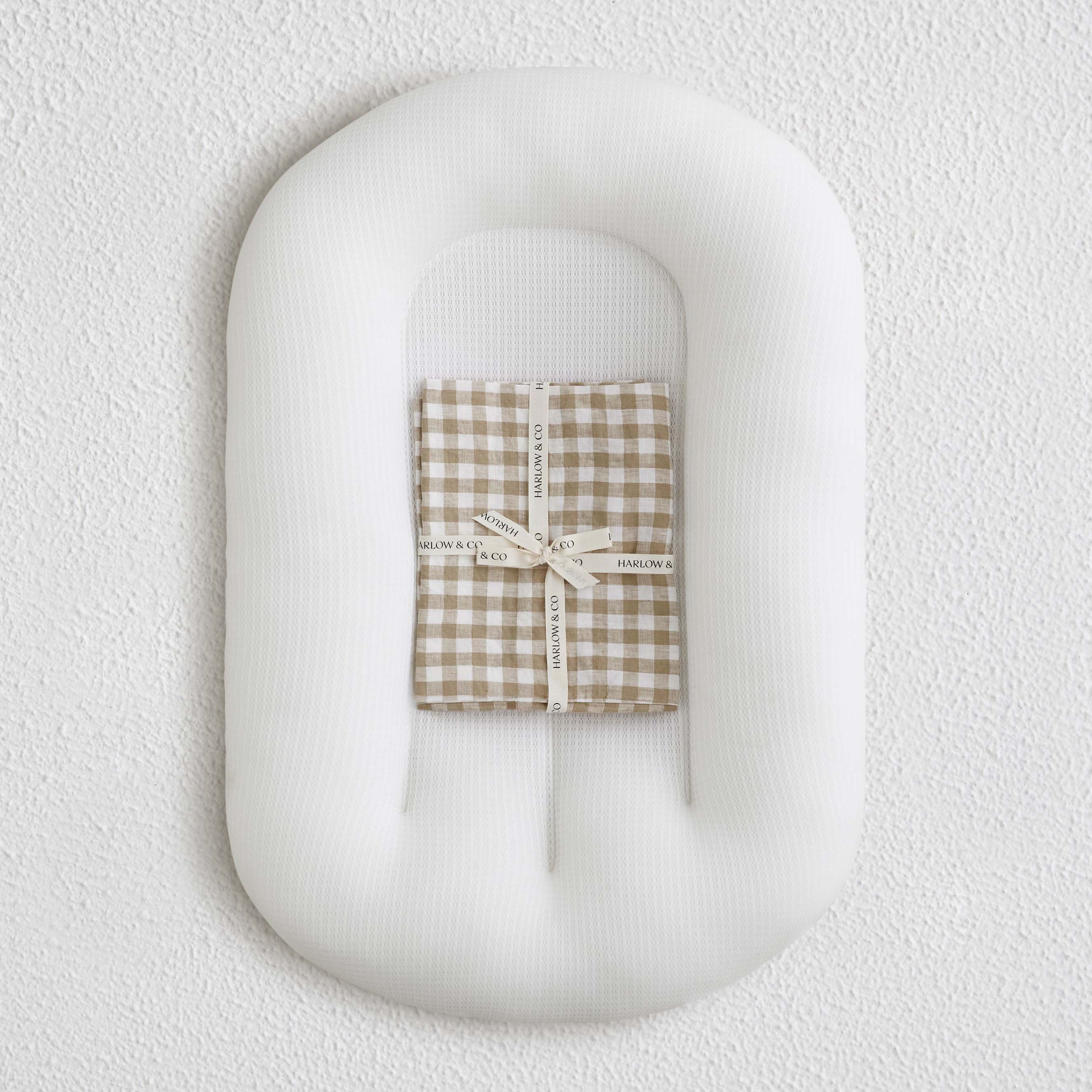 Baby Lounger + Linen Cover - Mocha Gingham