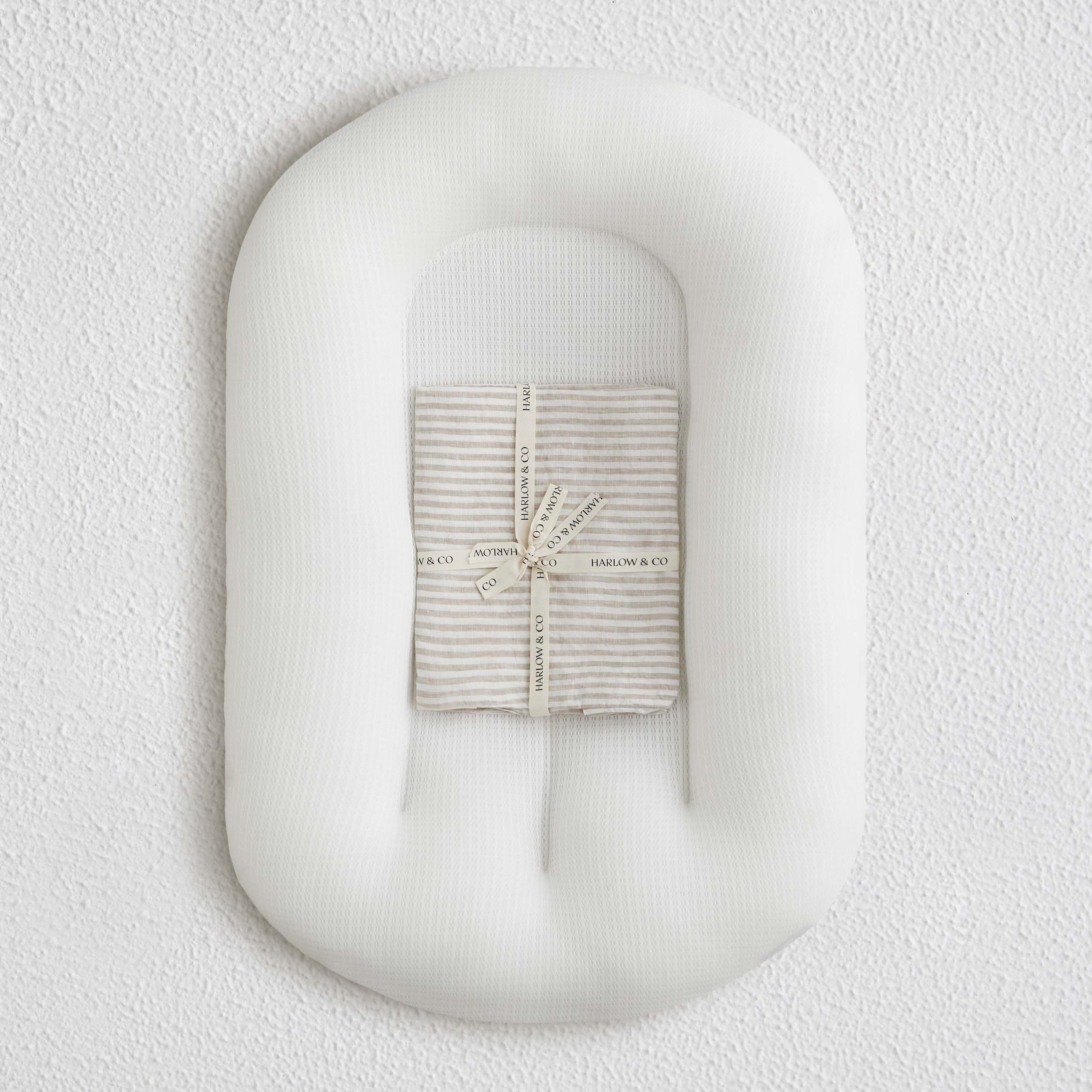 Baby Lounger + Linen Cover - Natural Stripe