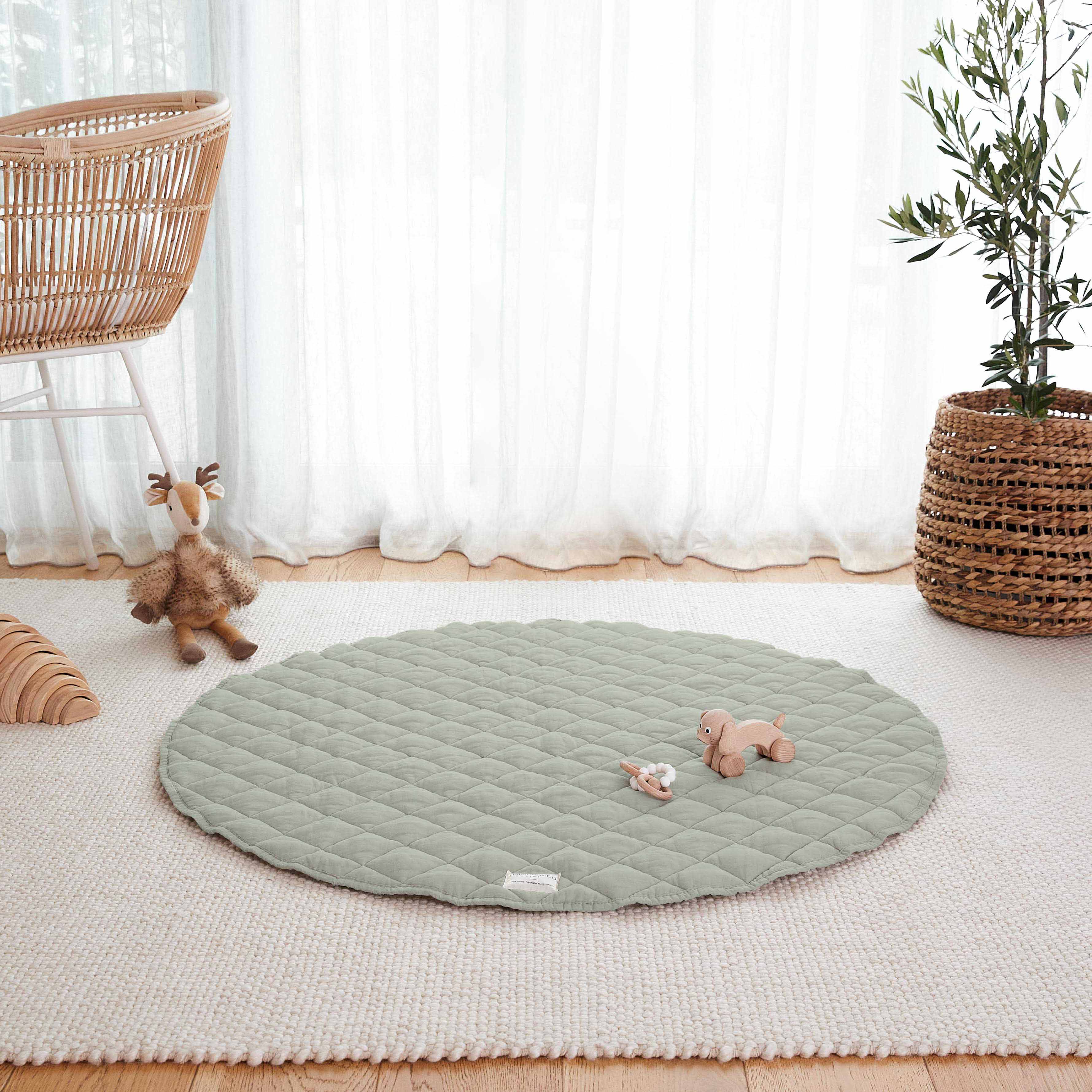 Linen Baby Play Mat - Sage