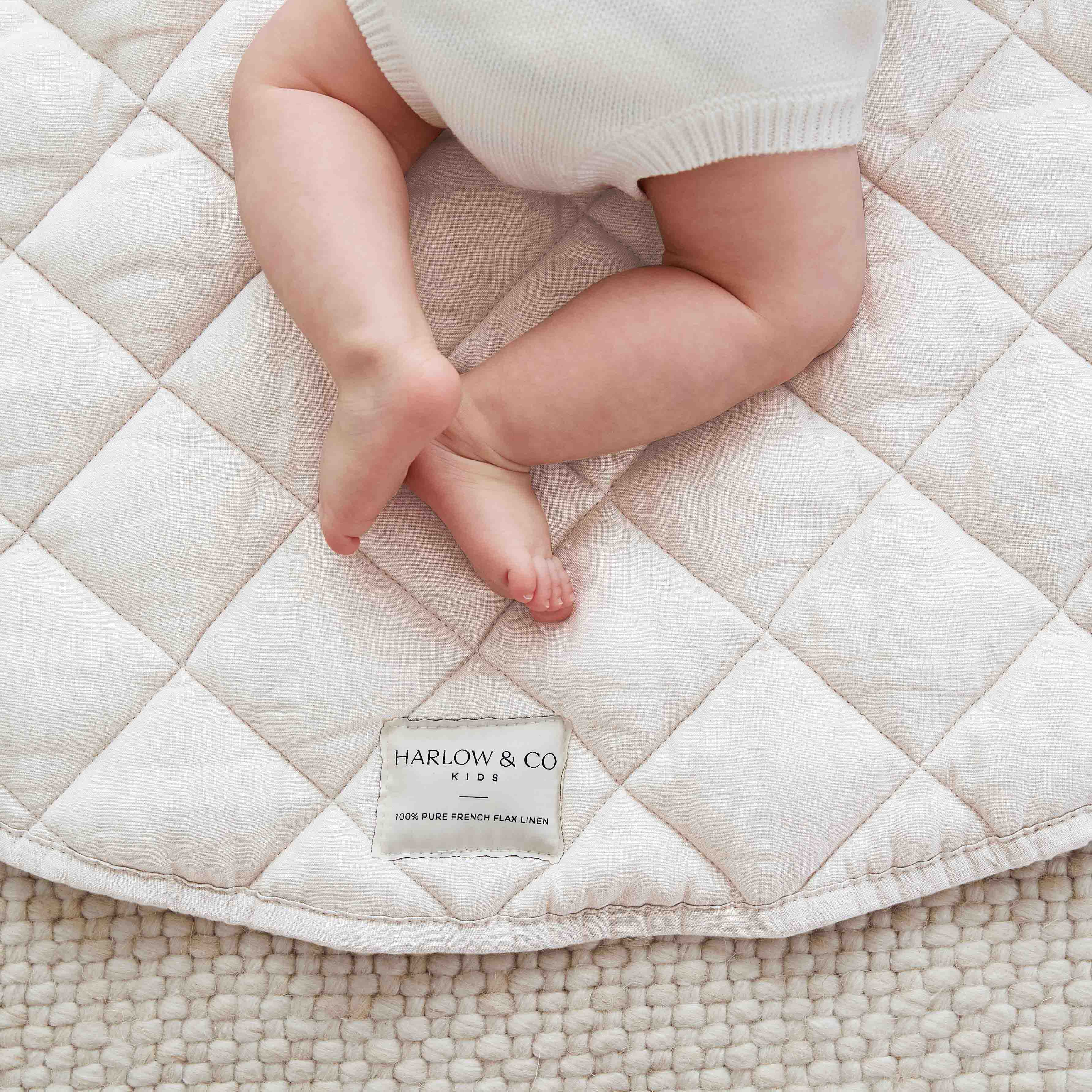 Linen Baby Play Mat - White