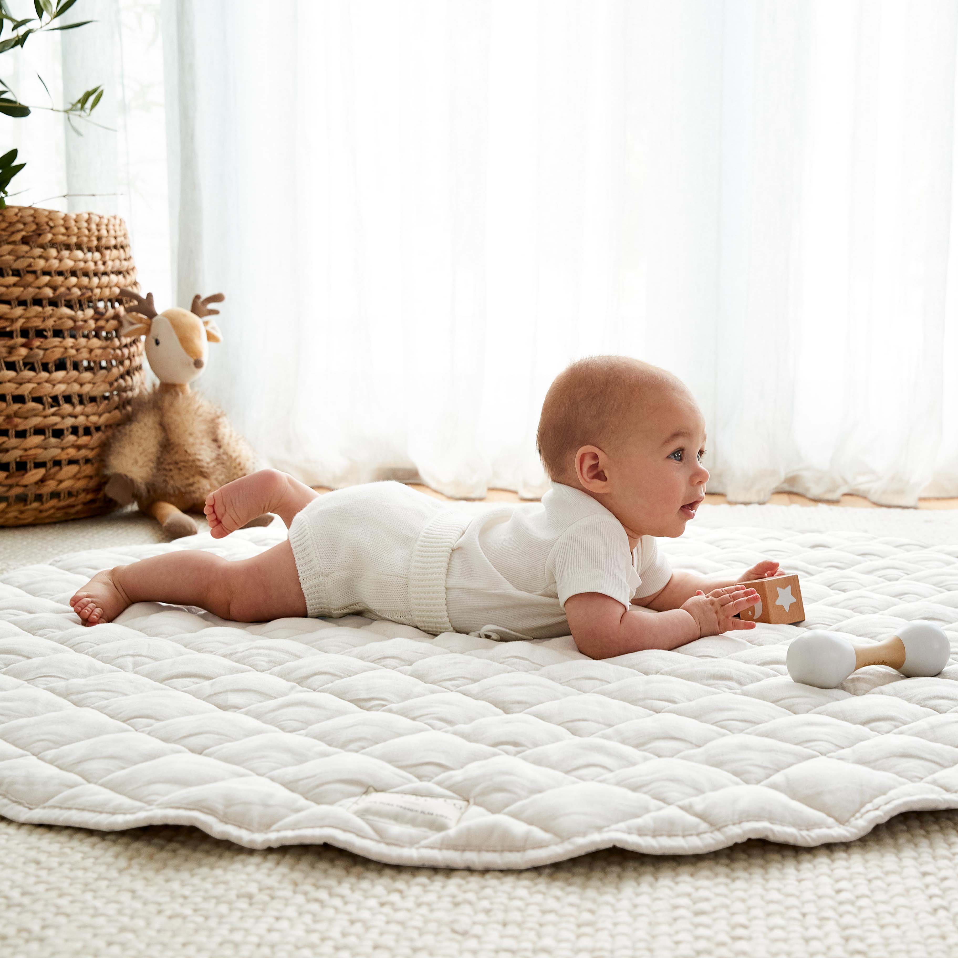 Linen Baby Play Mat - White