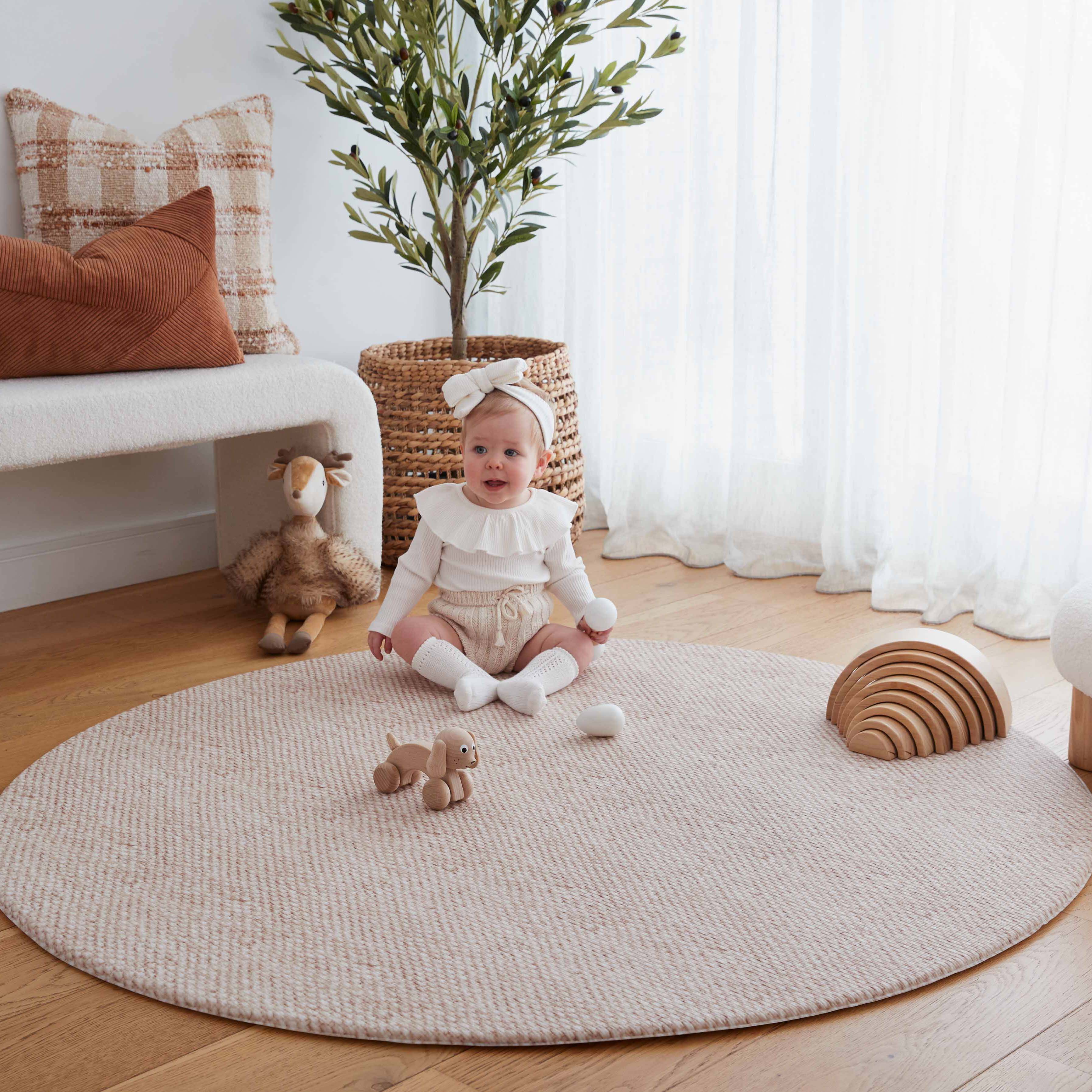 Herringbone / Vintage Jute Play Mat (Round)
