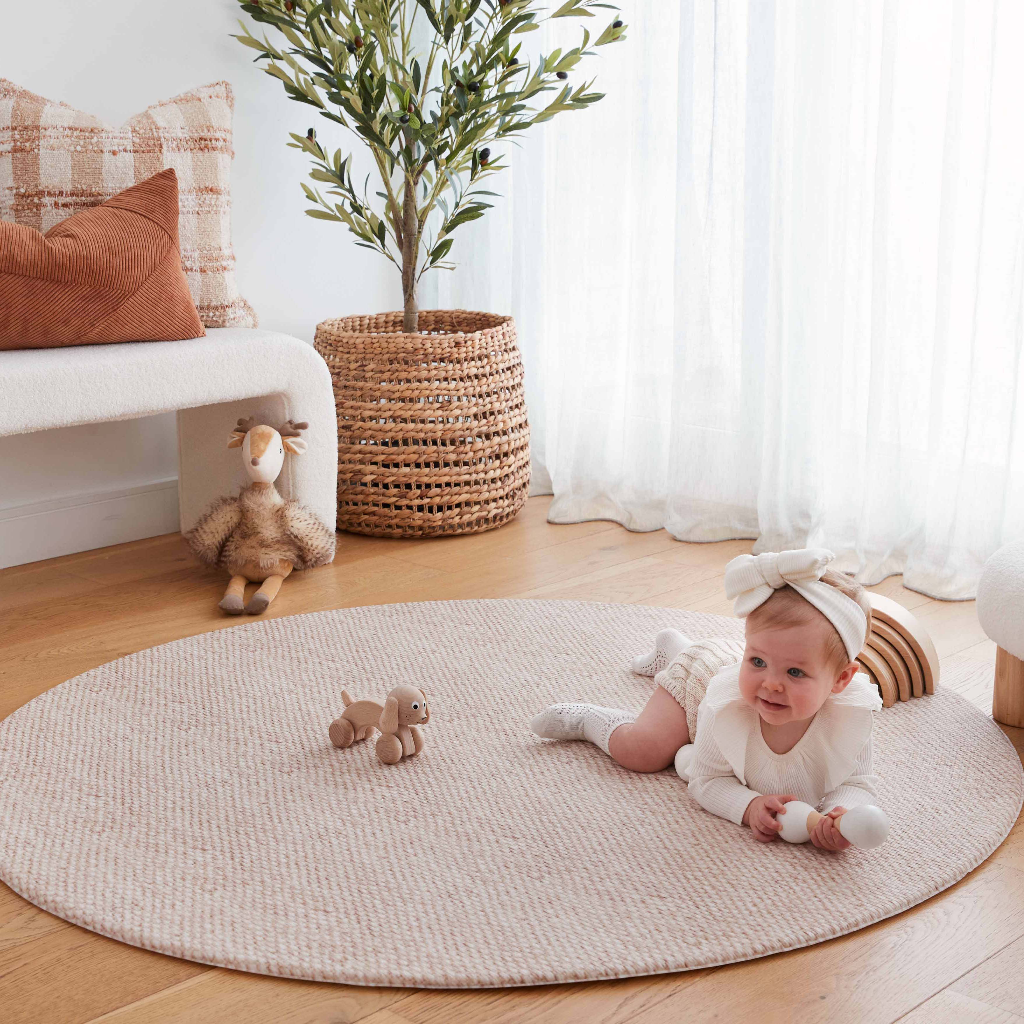 Herringbone / Vintage Jute Play Mat (Round)