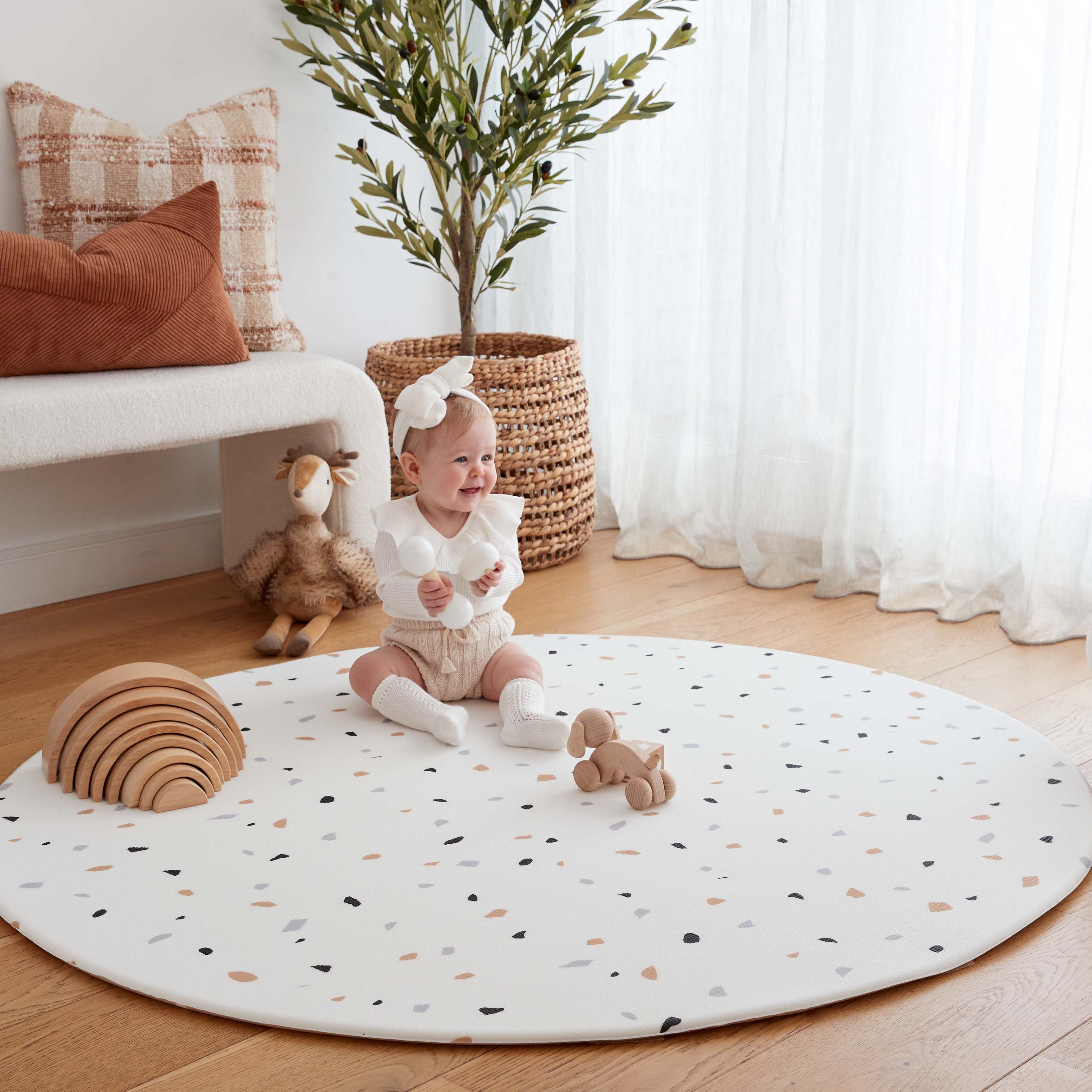 Terrazzo Grey / Terrazzo Natural Play Mat (Round)