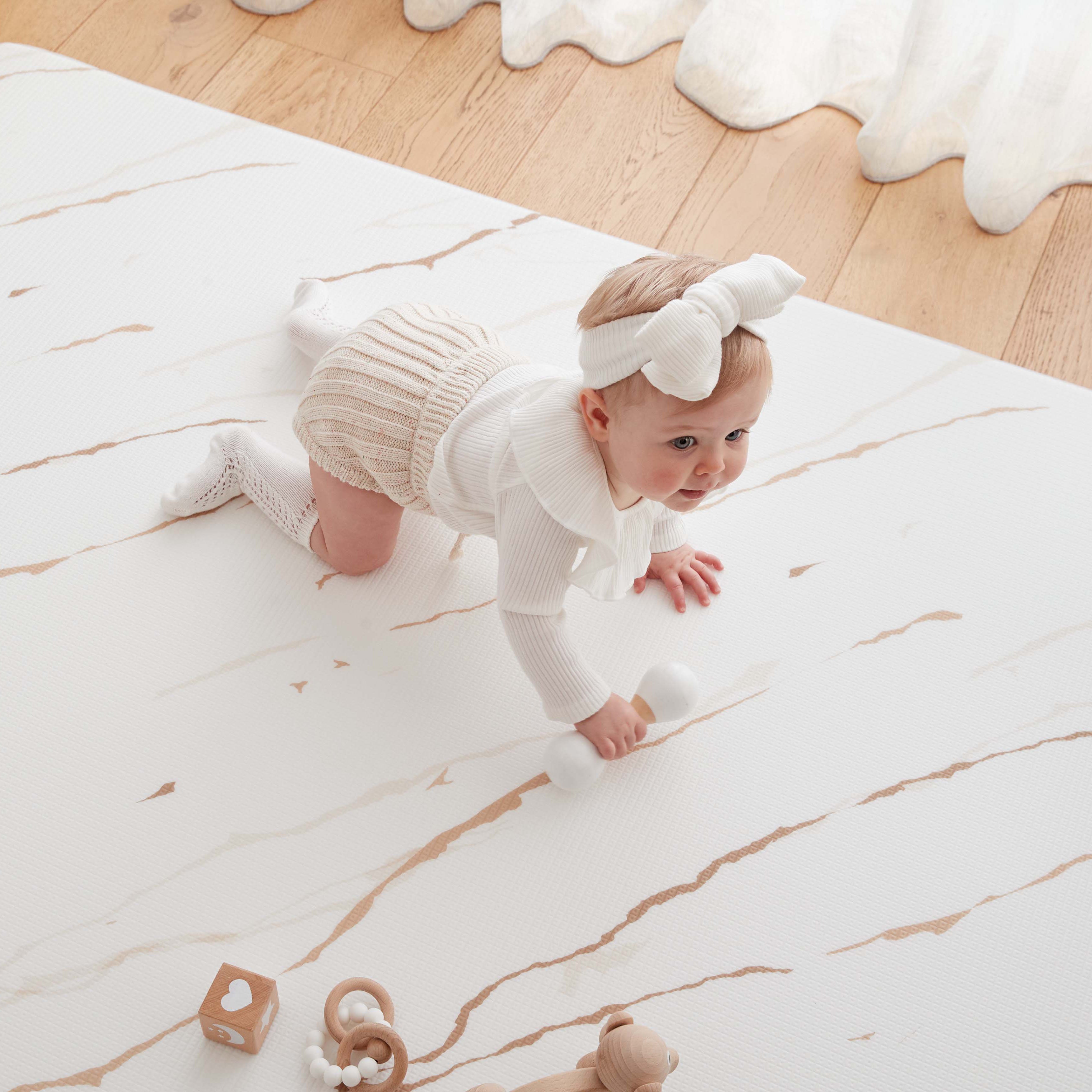 Marble Latte / Herringbone Play Mat (Small)