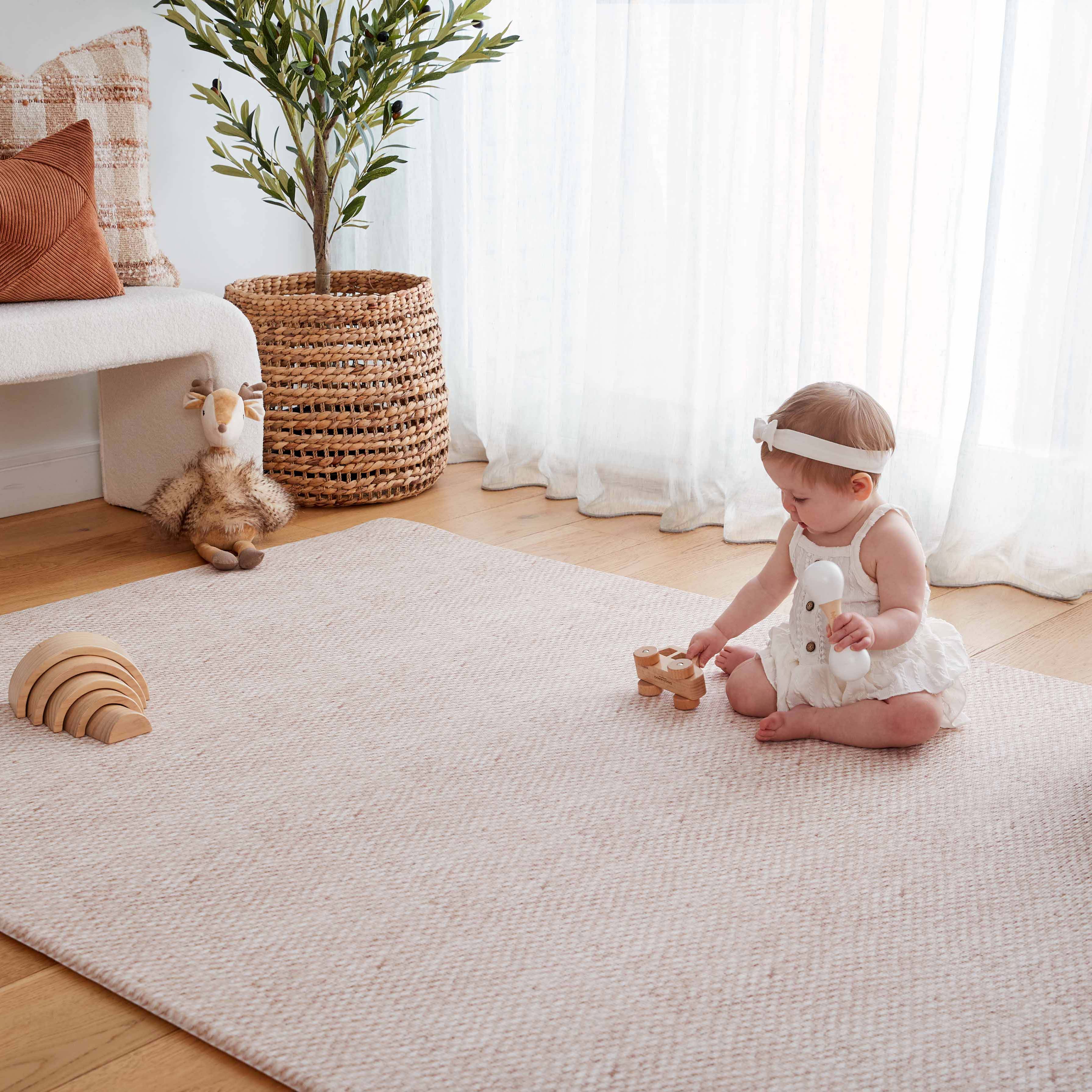 Stones Dusty Blush / Vintage Jute Play Mat (Large)