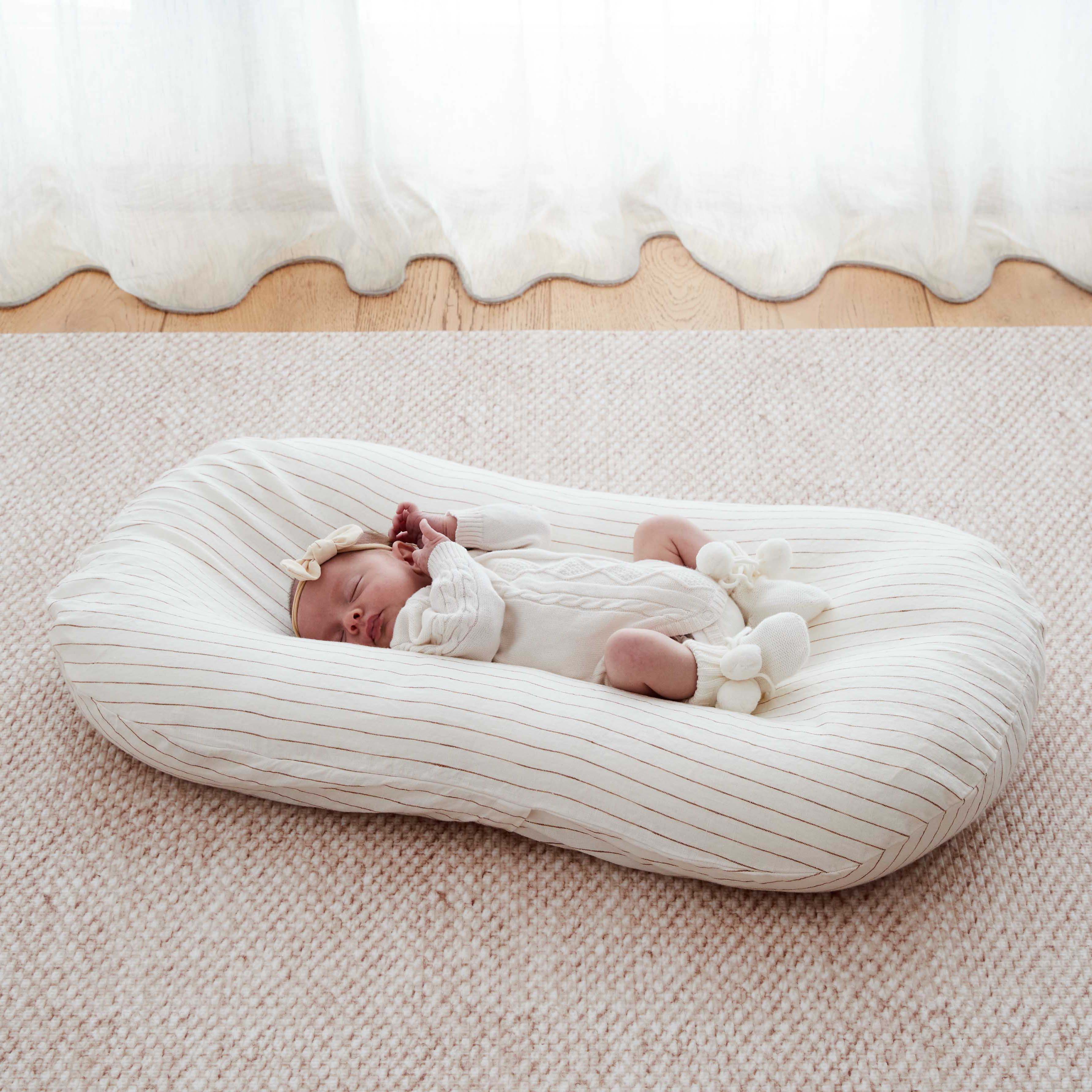 Baby Lounger + Linen Cover - Ginger Stripe