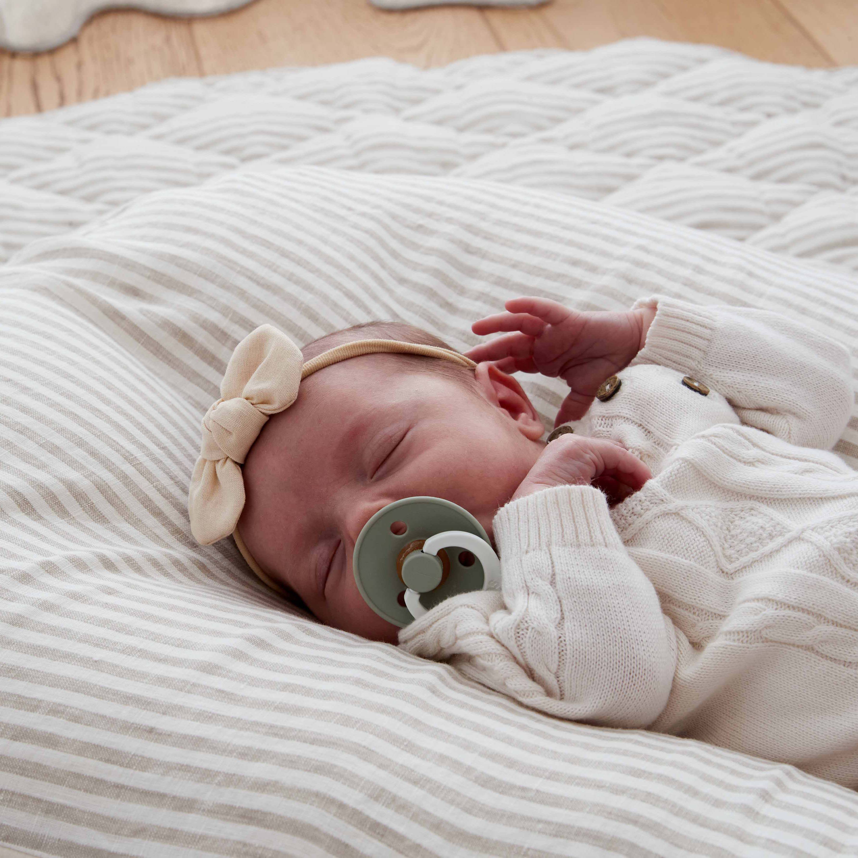 Bundle: Baby Lounger + Linen Play Mat - Natural Stripe