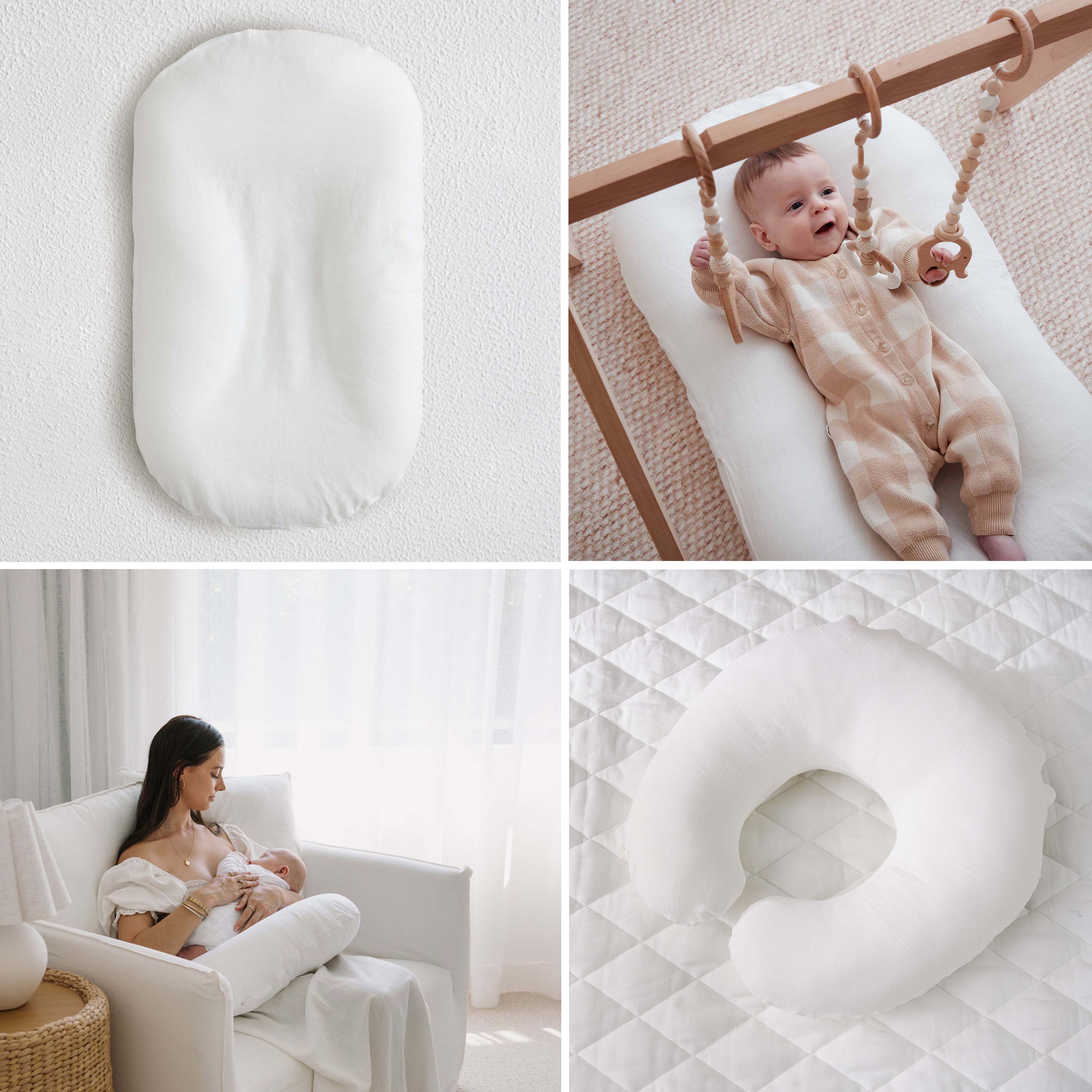 Bundle: Baby Lounger + Nursing Pillow - White