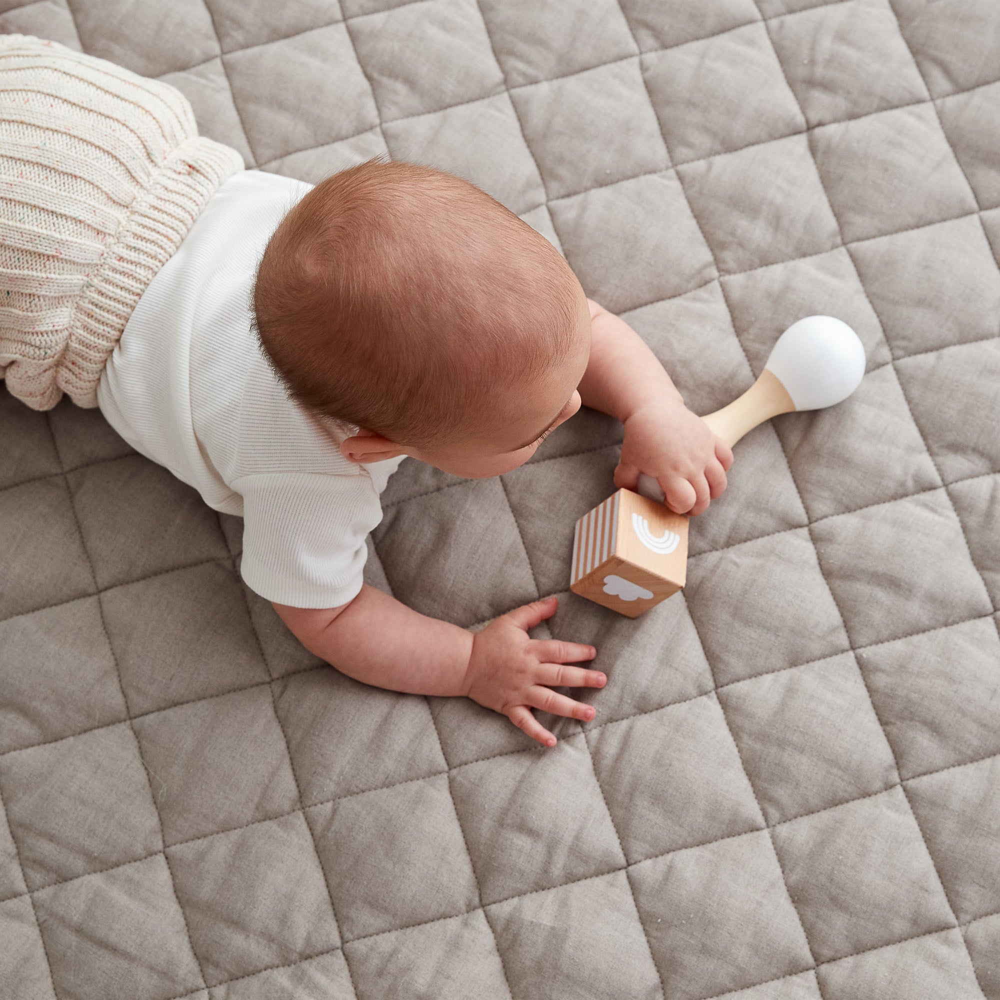Bundle: Baby Lounger + Linen Play Mat - Natural Stripe