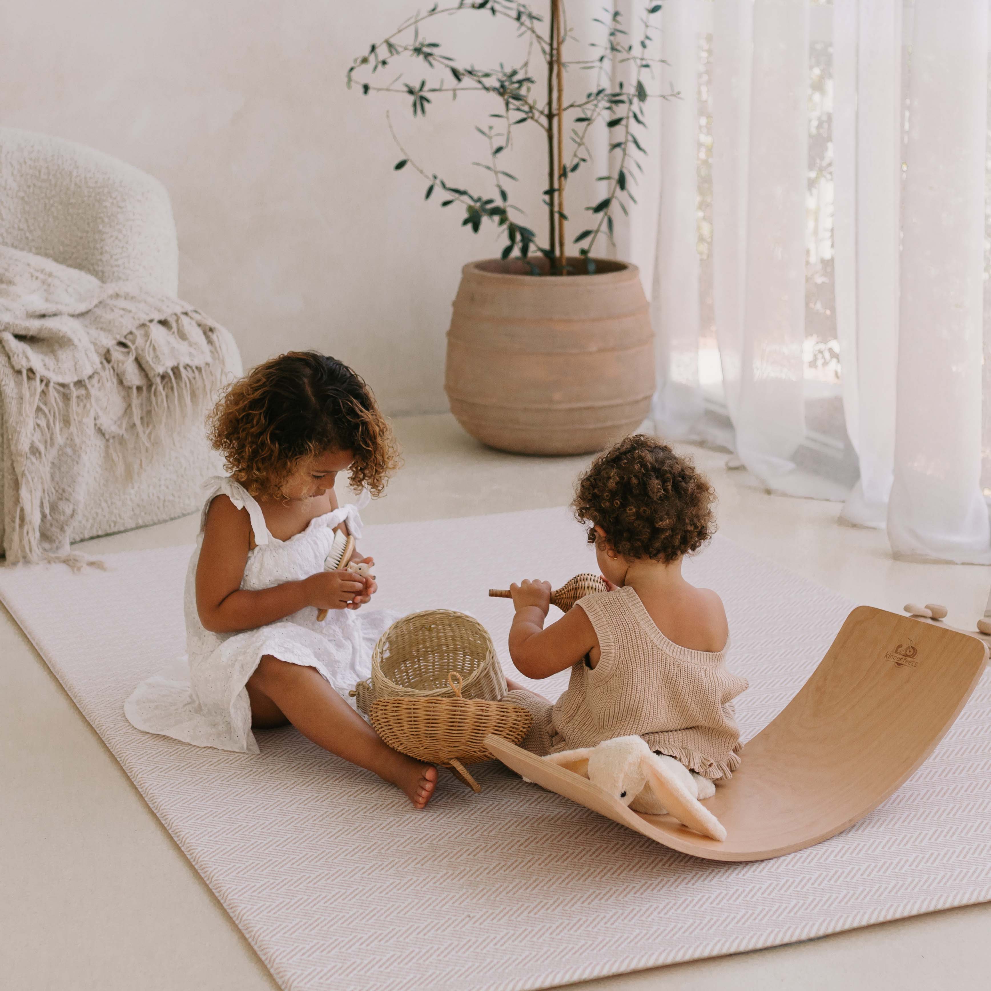 Marble Latte / Herringbone Play Mat (Large)