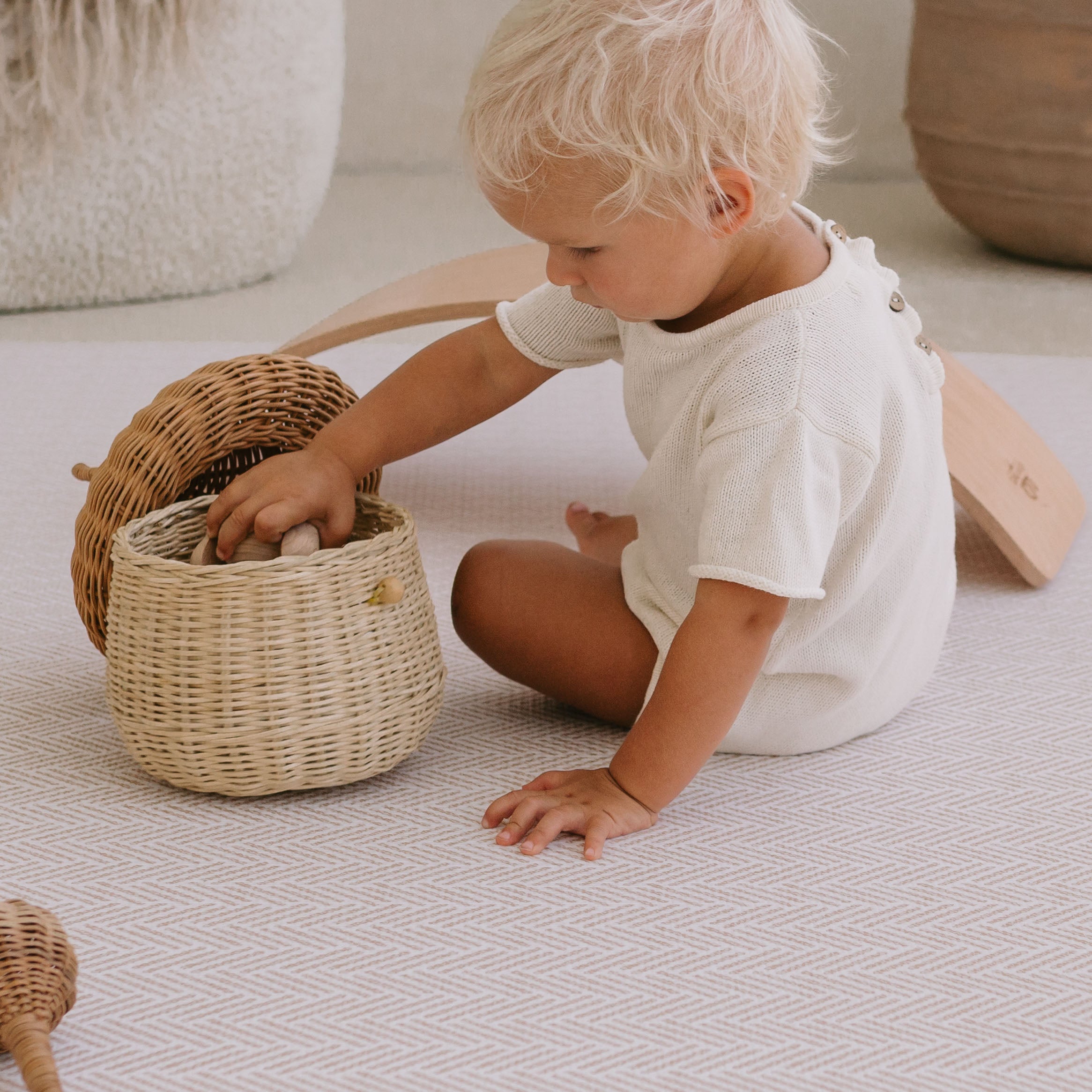 Herringbone / Vintage Jute Play Mat (Small)