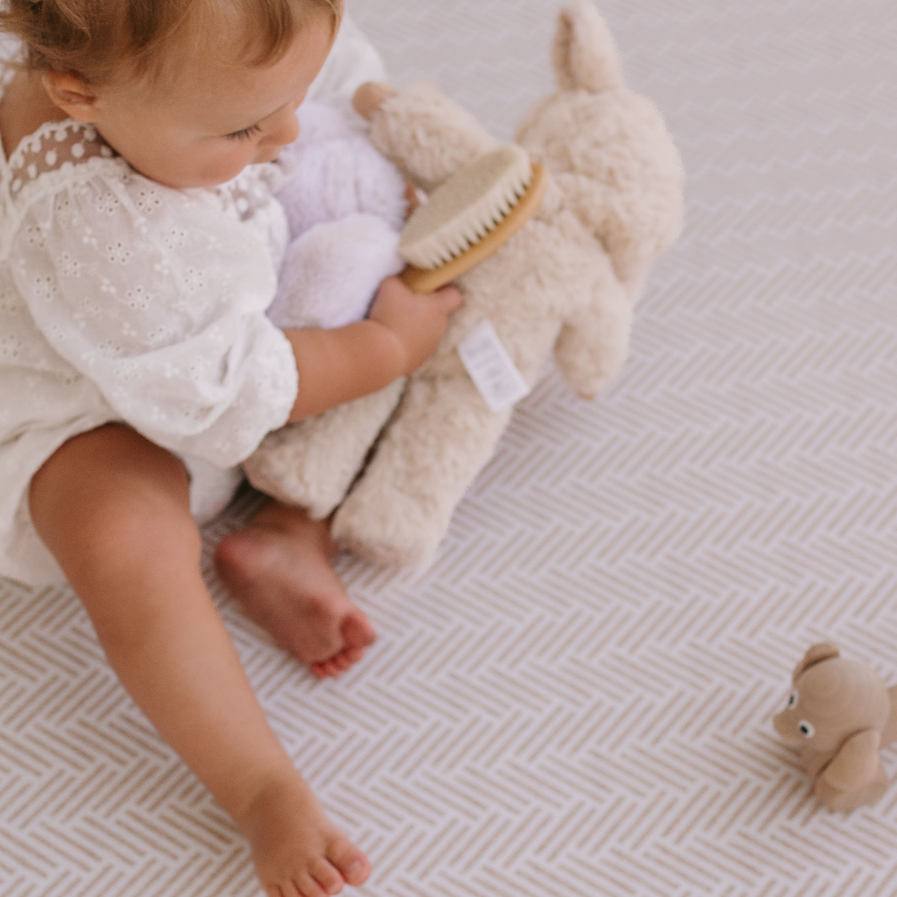 Marble Latte / Herringbone Play Mat (Small)
