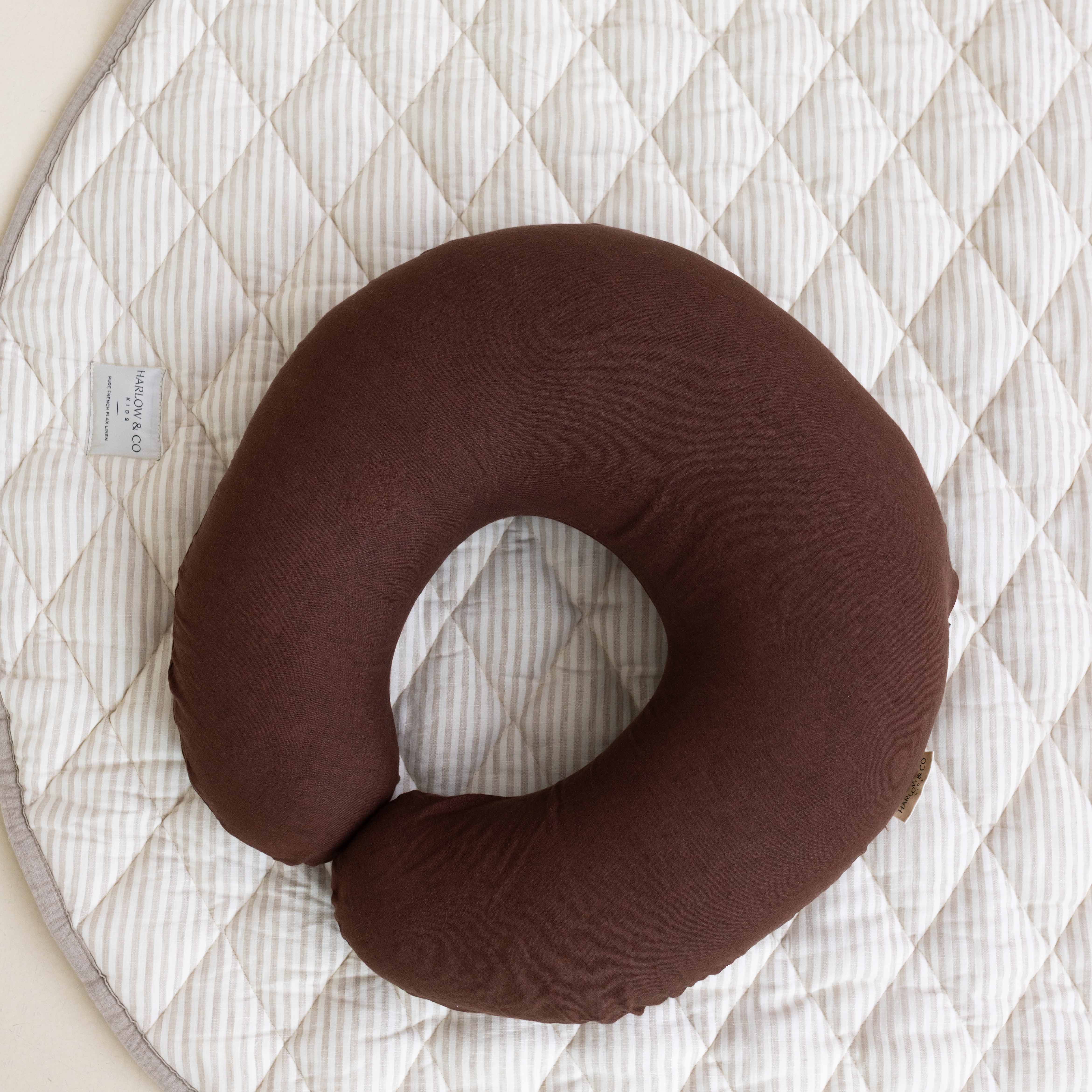 Linen Nursing Pillow Cover - Cocoa
