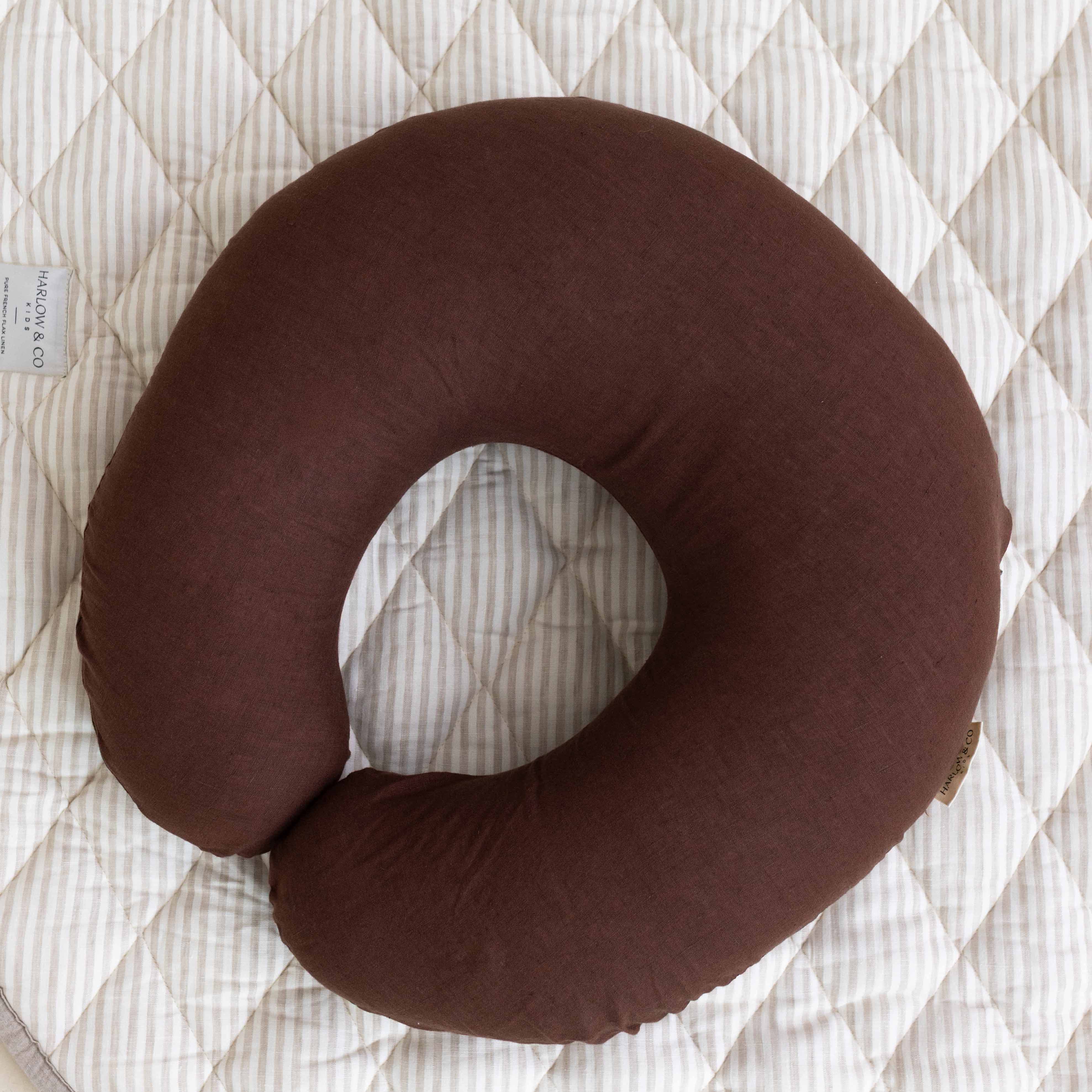 Nursing Pillow + Linen Cover - Cocoa