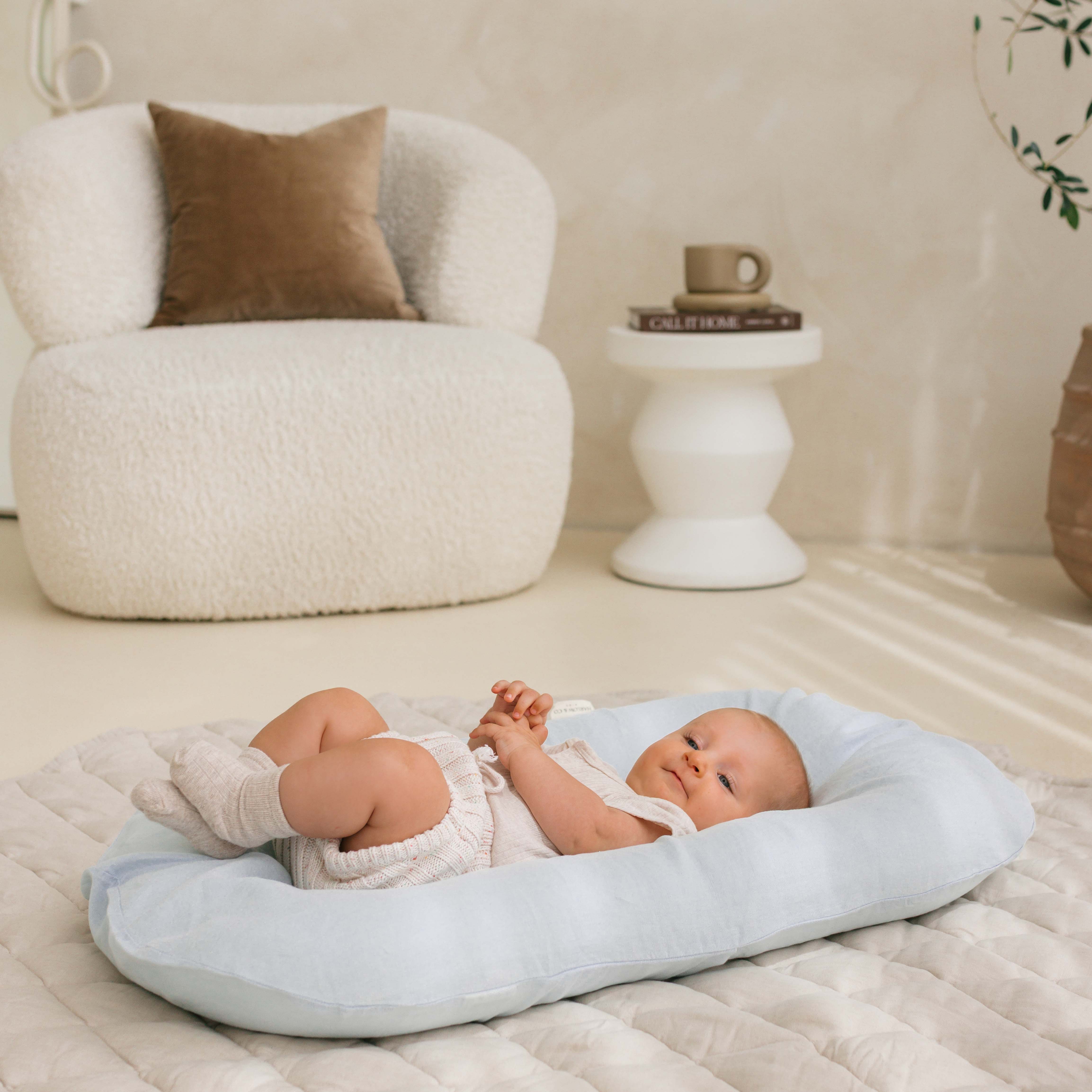 Baby Lounger + Linen Cover - Sky Blue