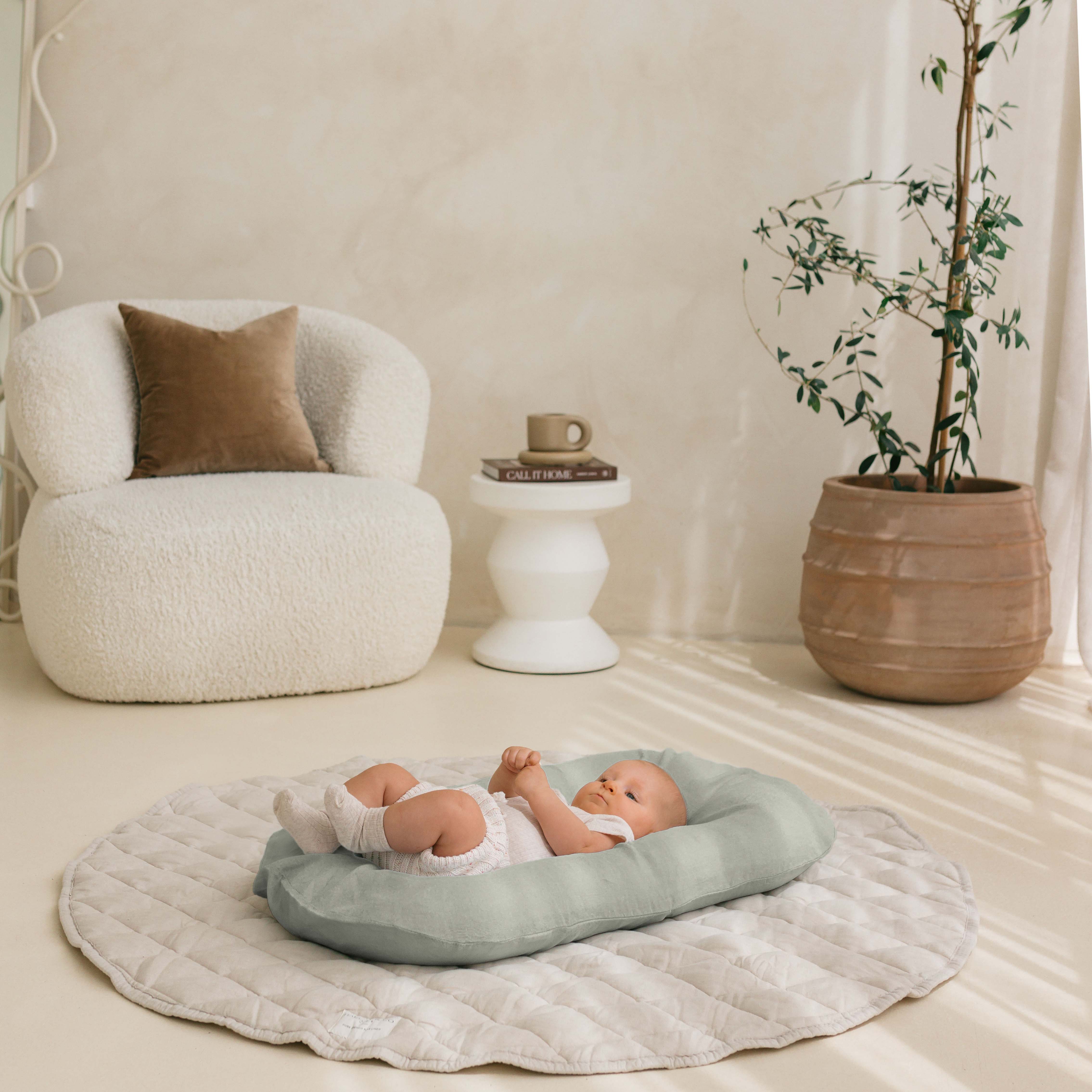 Baby Lounger + Linen Cover - Sage