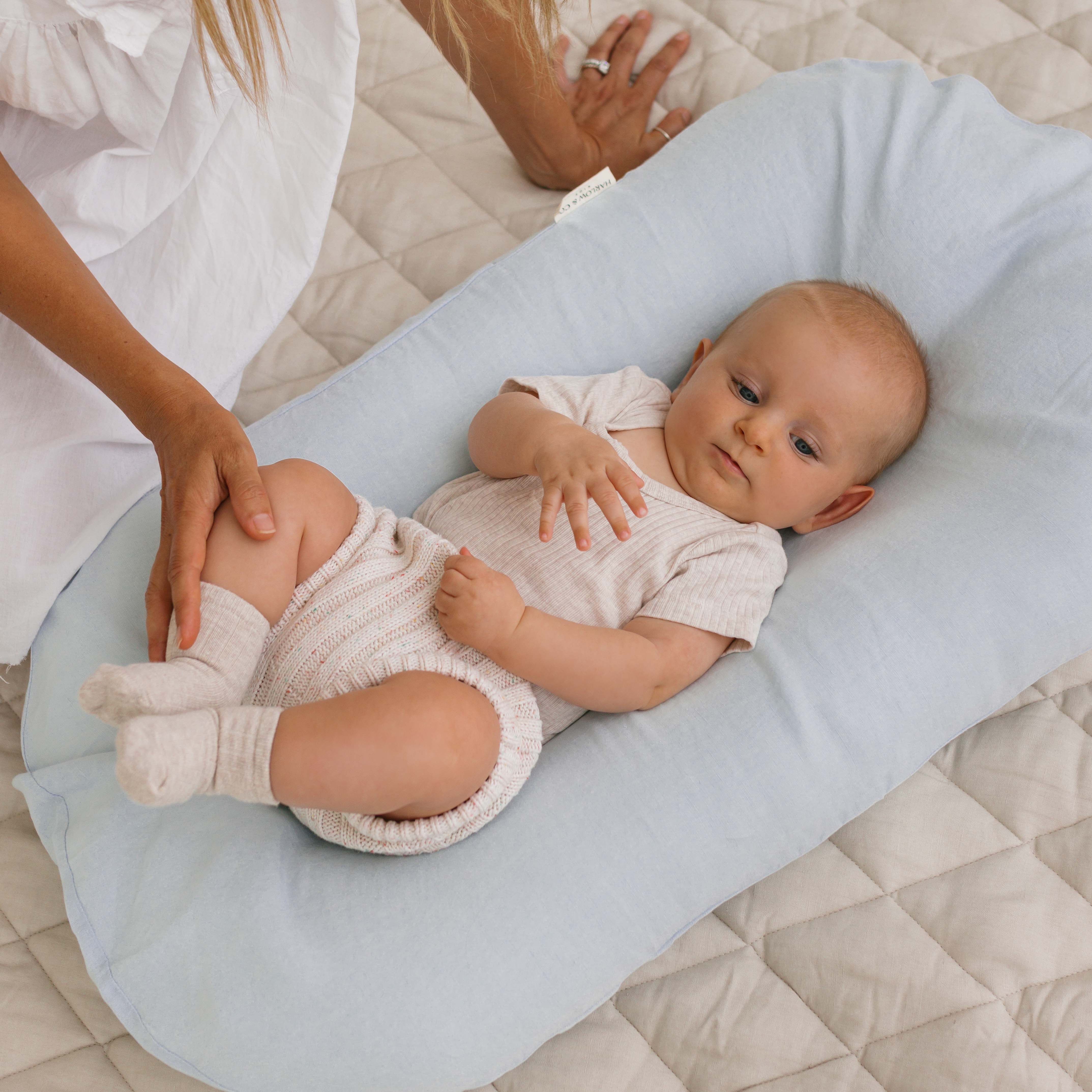 Baby Lounger + Linen Cover - Sky Blue