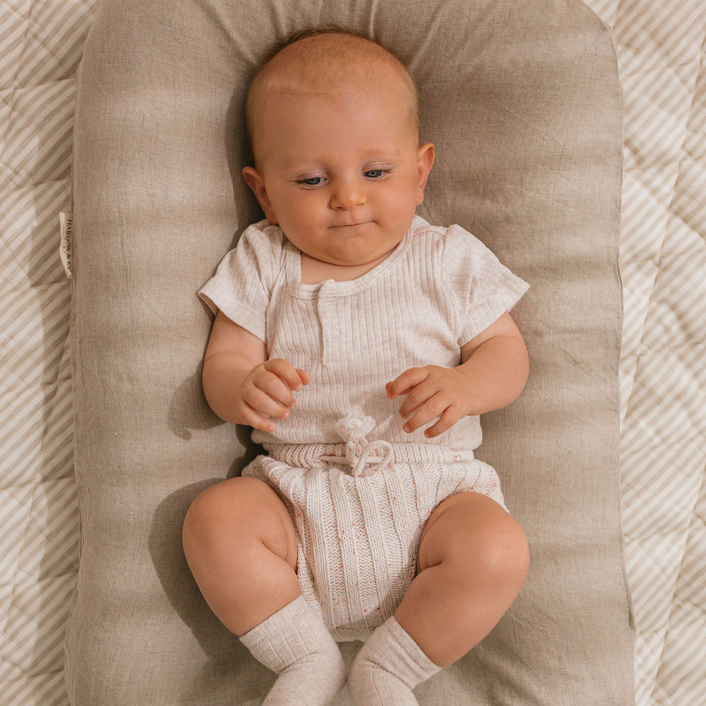Linen Baby Lounger Cover - Natural