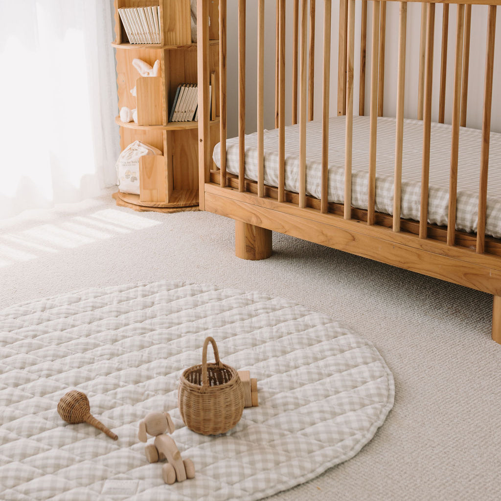 Bundle: Baby Lounger + Linen Play Mat - Oat Gingham