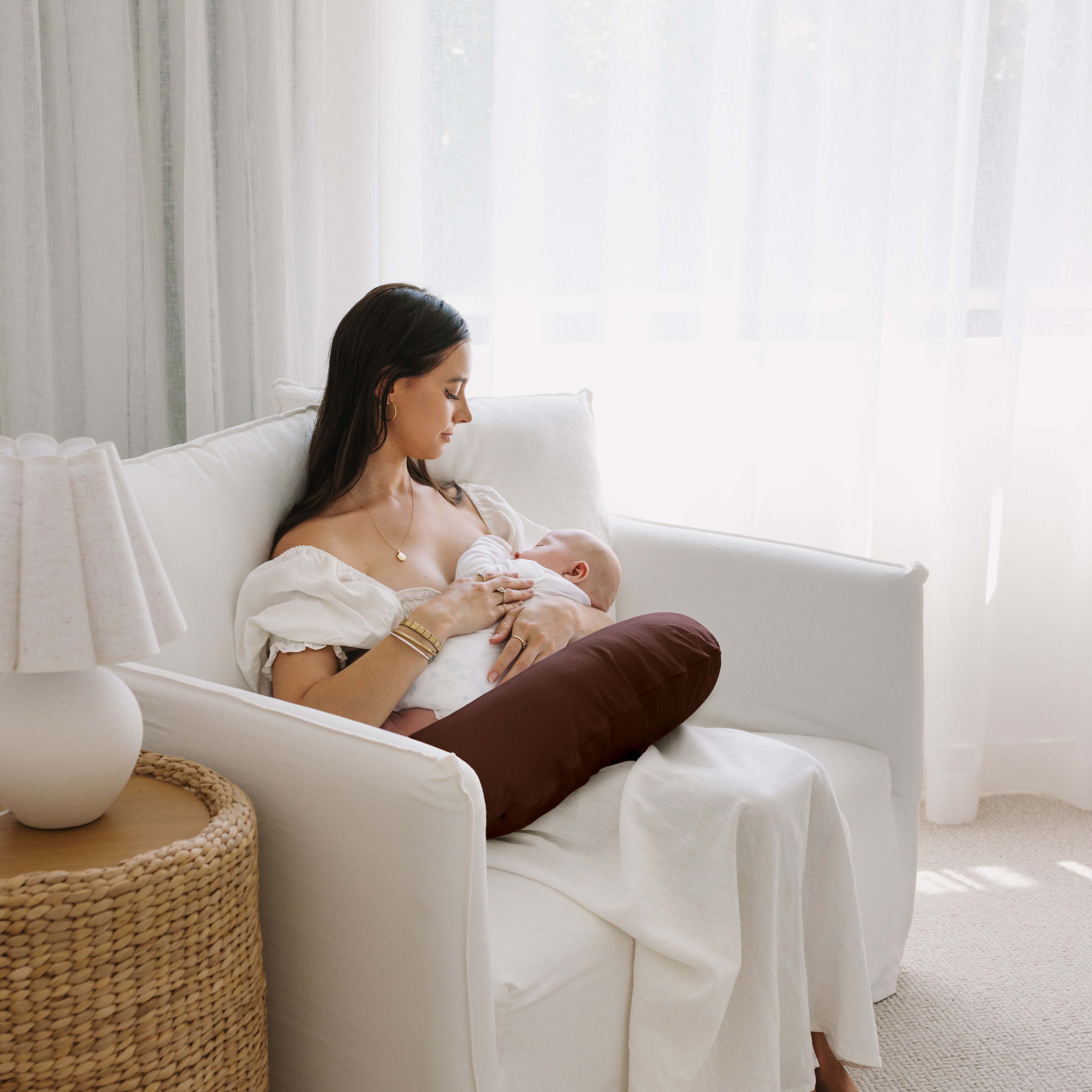 Linen Nursing Pillow Cover - Cocoa