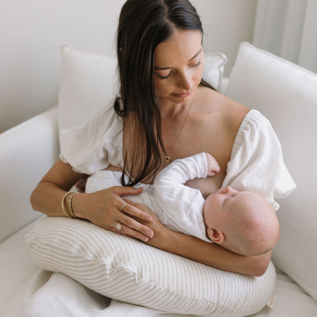 Bundle: Baby Lounger + Nursing Pillow - Natural Stripe