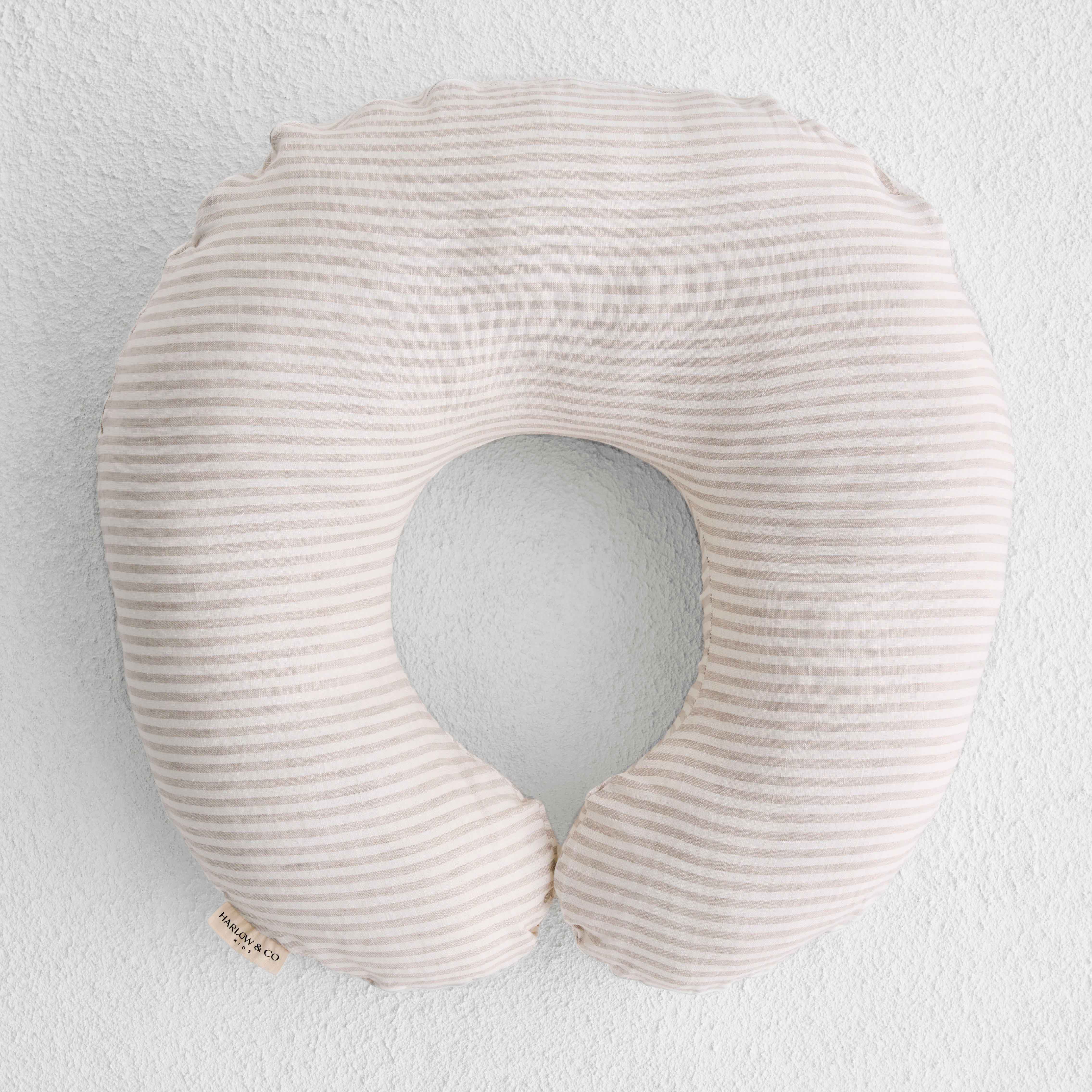 Nursing Pillow + Linen Cover - Natural Stripe