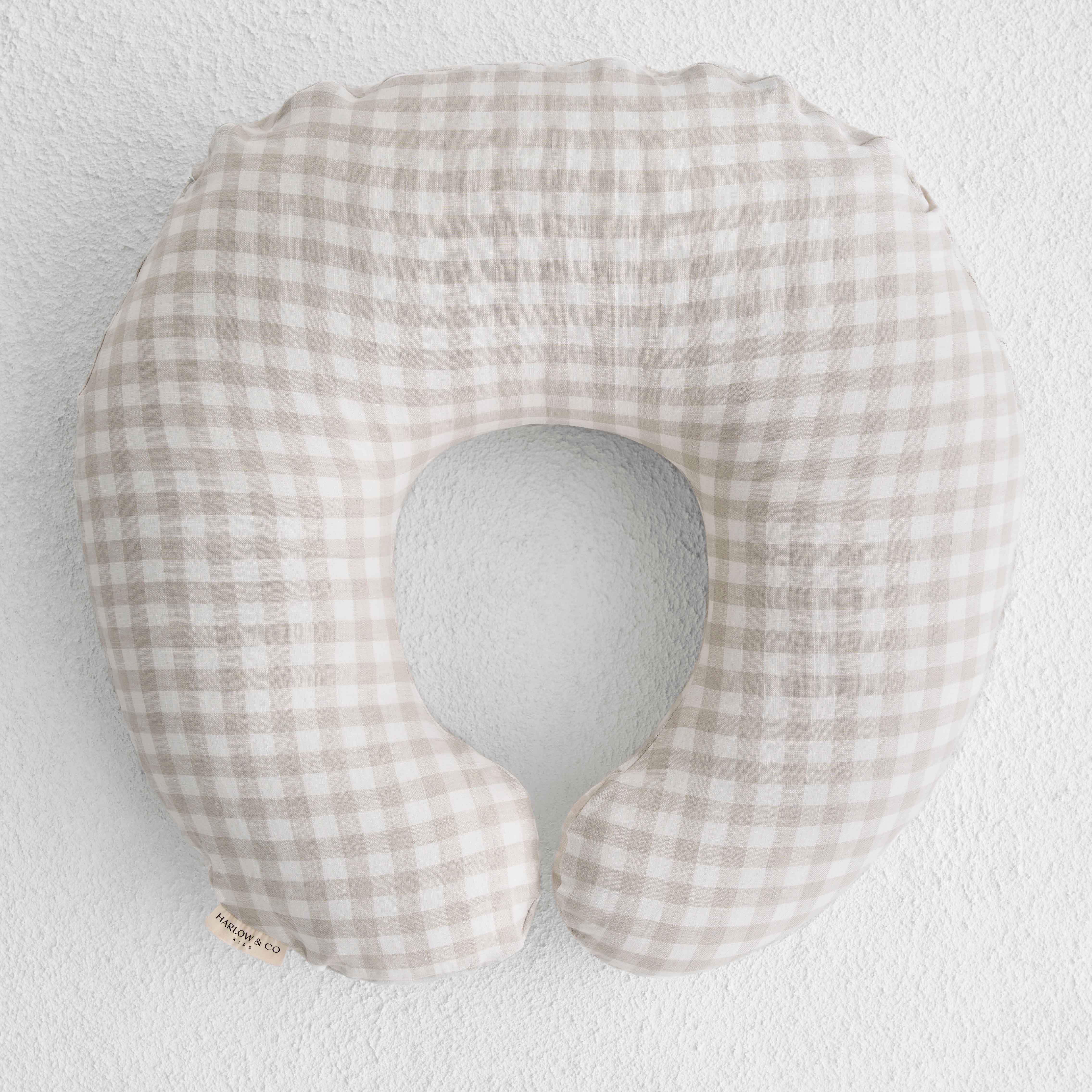 Nursing Pillow + Linen Cover - Oat Gingham